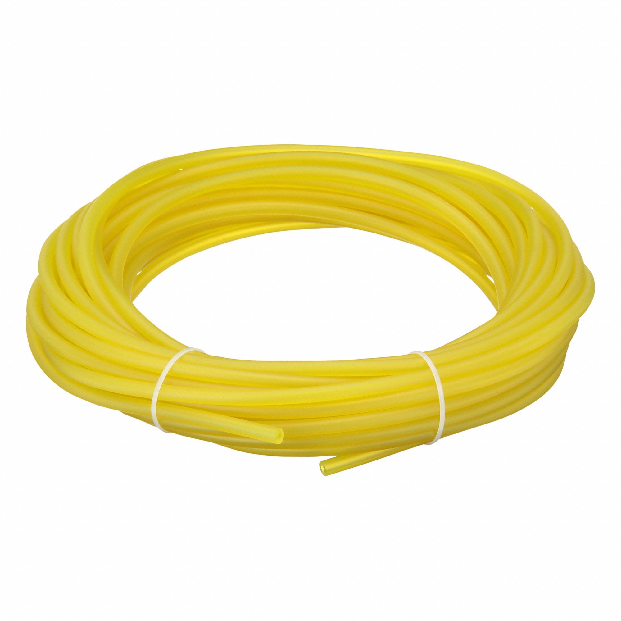 Tubing: PVC, Yellow, 3 mm Inside Dia, 7 mm Outside Dia, 50 ft Overall Lg