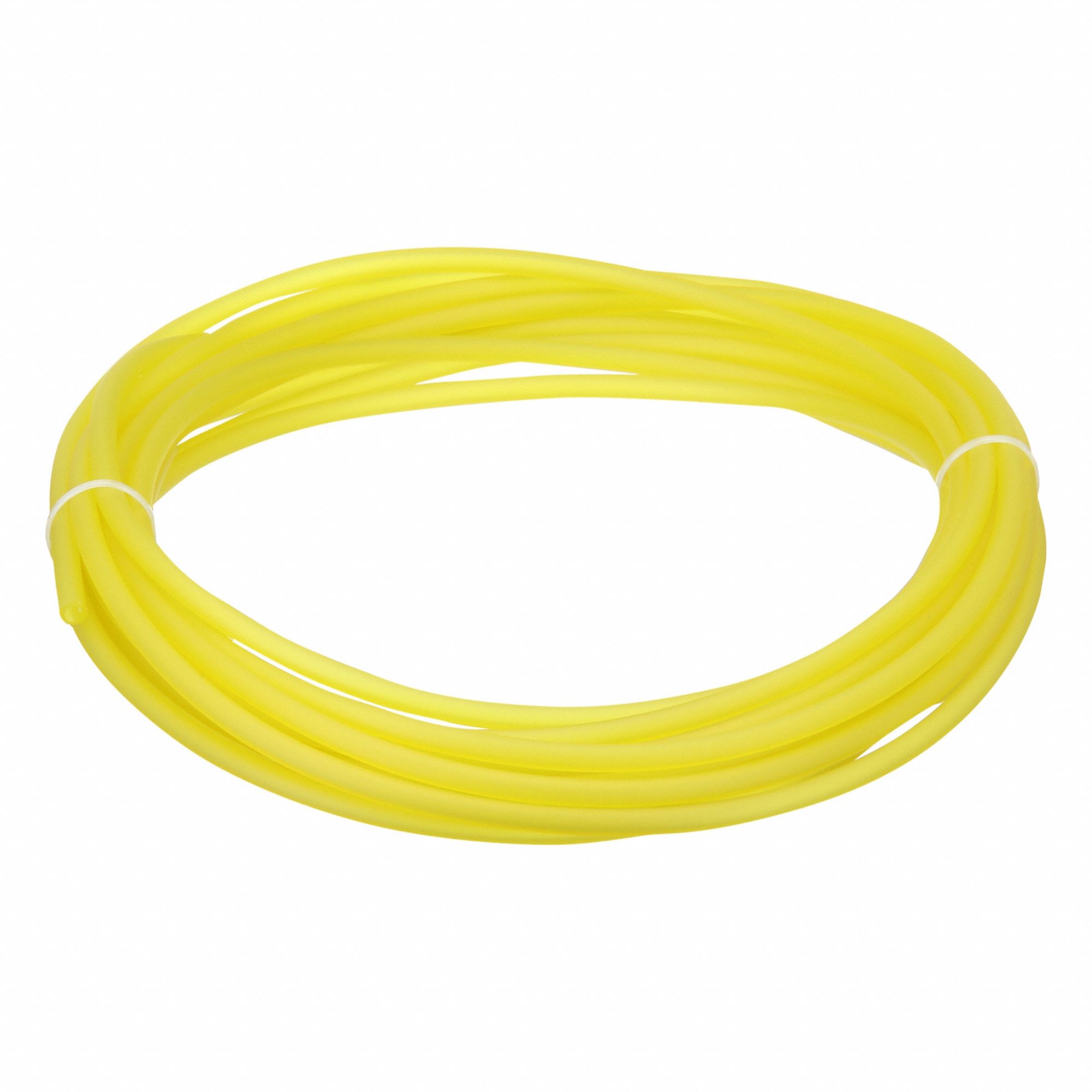 Tubing: PVC, Yellow, 4 mm Inside Dia, 6 mm Outside Dia, 25 ft Overall Lg