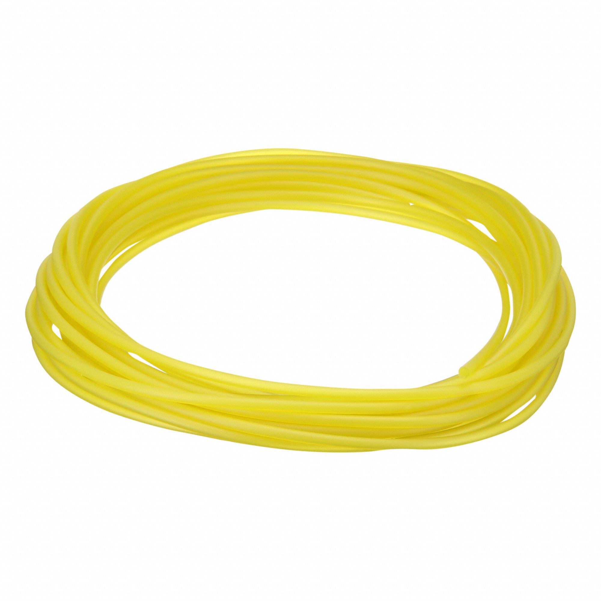 Tubing: PVC, Yellow, 4 mm Inside Dia, 6 mm Outside Dia, 50 ft Overall Lg
