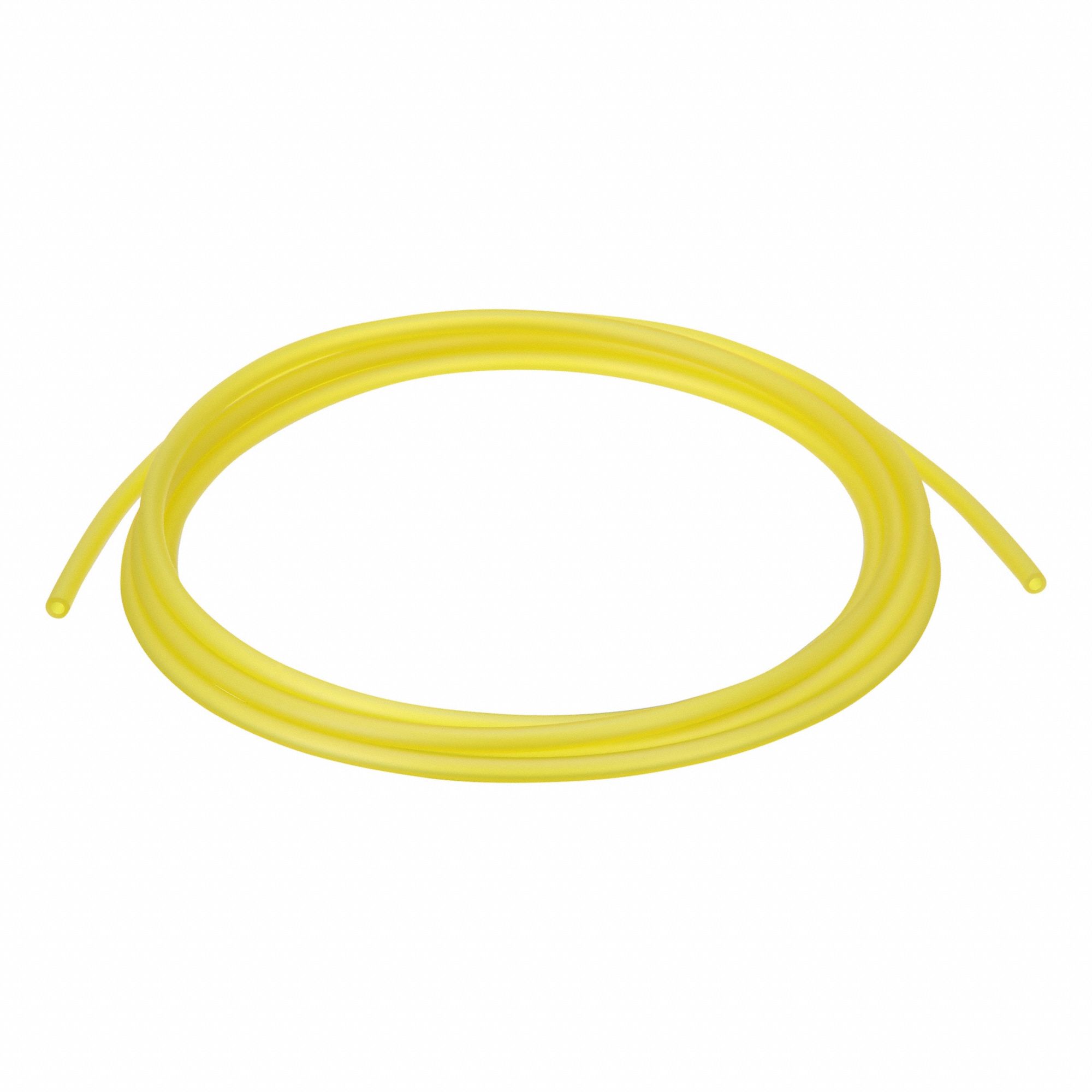Tubing: PVC, Yellow, 4 mm Inside Dia, 7 mm Outside Dia, 10 ft Overall Lg