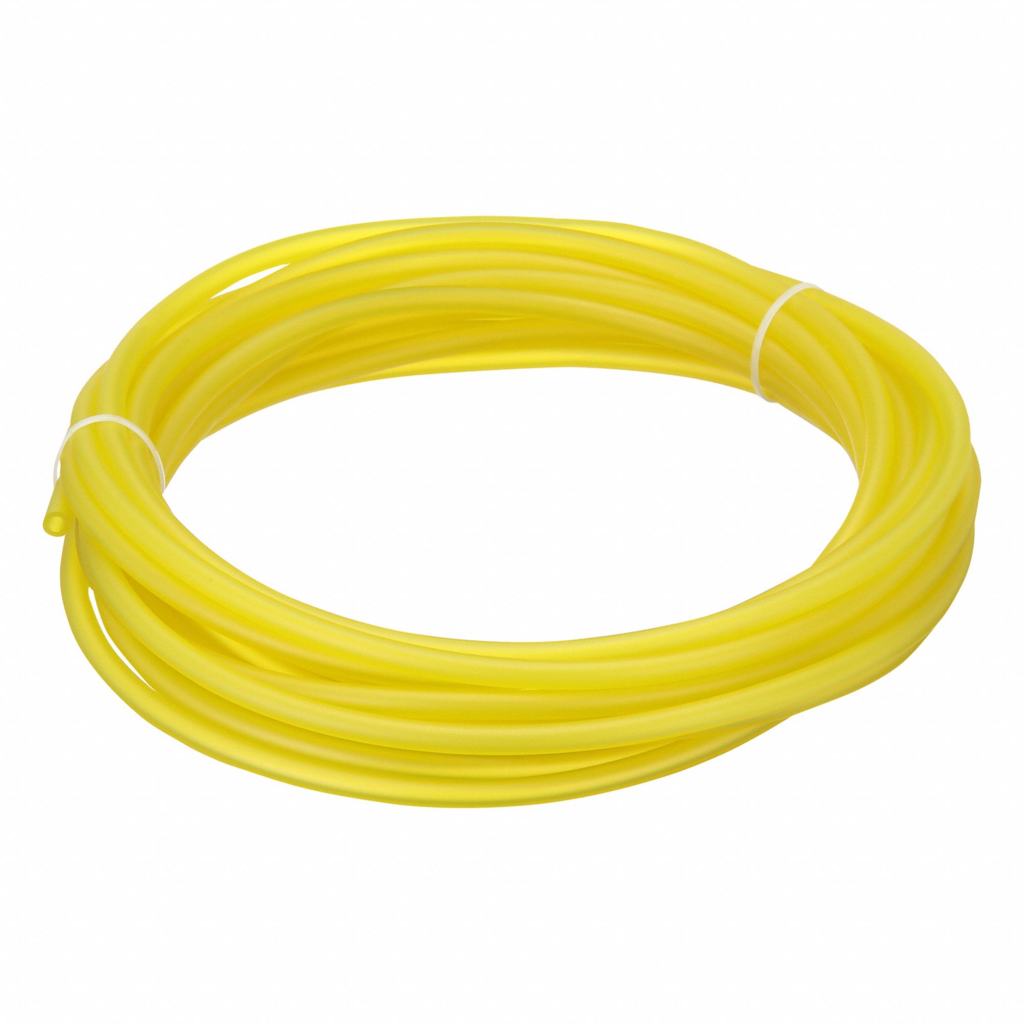 Tubing: PVC, Yellow, 4 mm Inside Dia, 7 mm Outside Dia, 25 ft Overall Lg