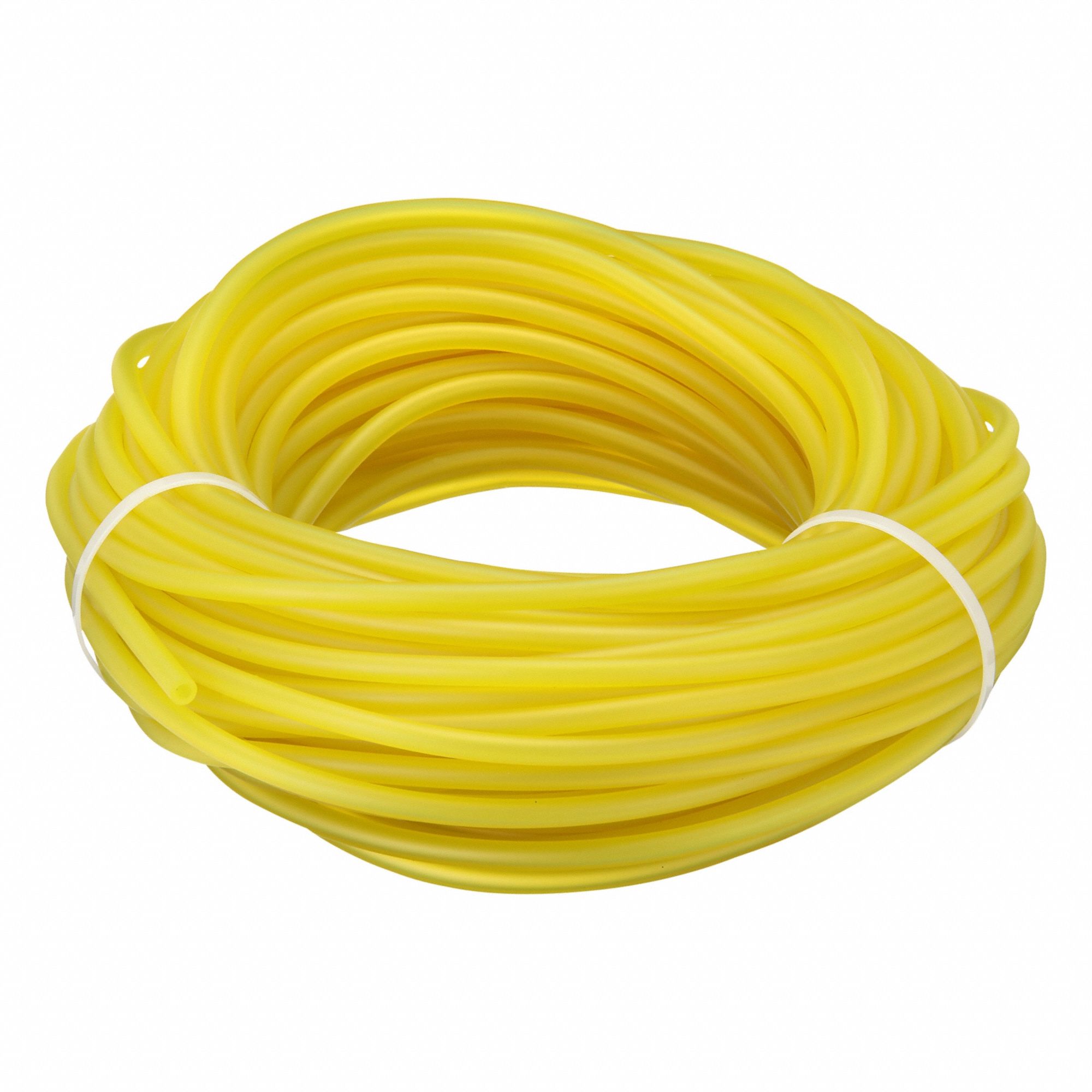 Tubing: PVC, Yellow, 4 mm Inside Dia, 7 mm Outside Dia, 100 ft Overall Lg