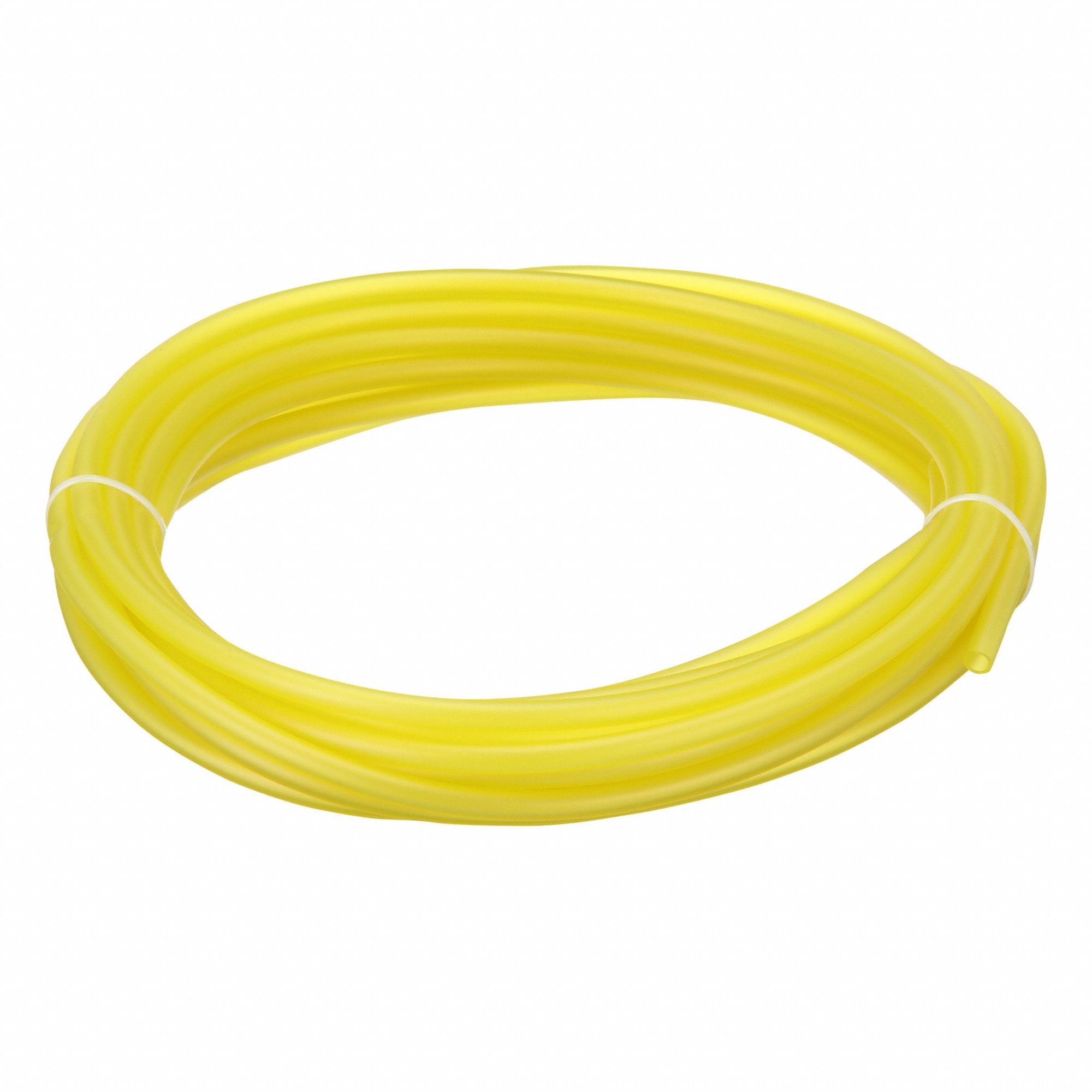 Tubing: PVC, Yellow, 5 mm Inside Dia, 7 mm Outside Dia, 25 ft Overall Lg
