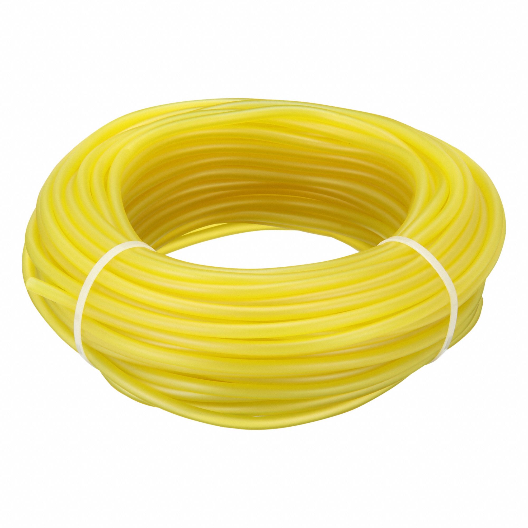 Tubing: PVC, Yellow, 5 mm Inside Dia, 7 mm Outside Dia, 100 ft Overall Lg