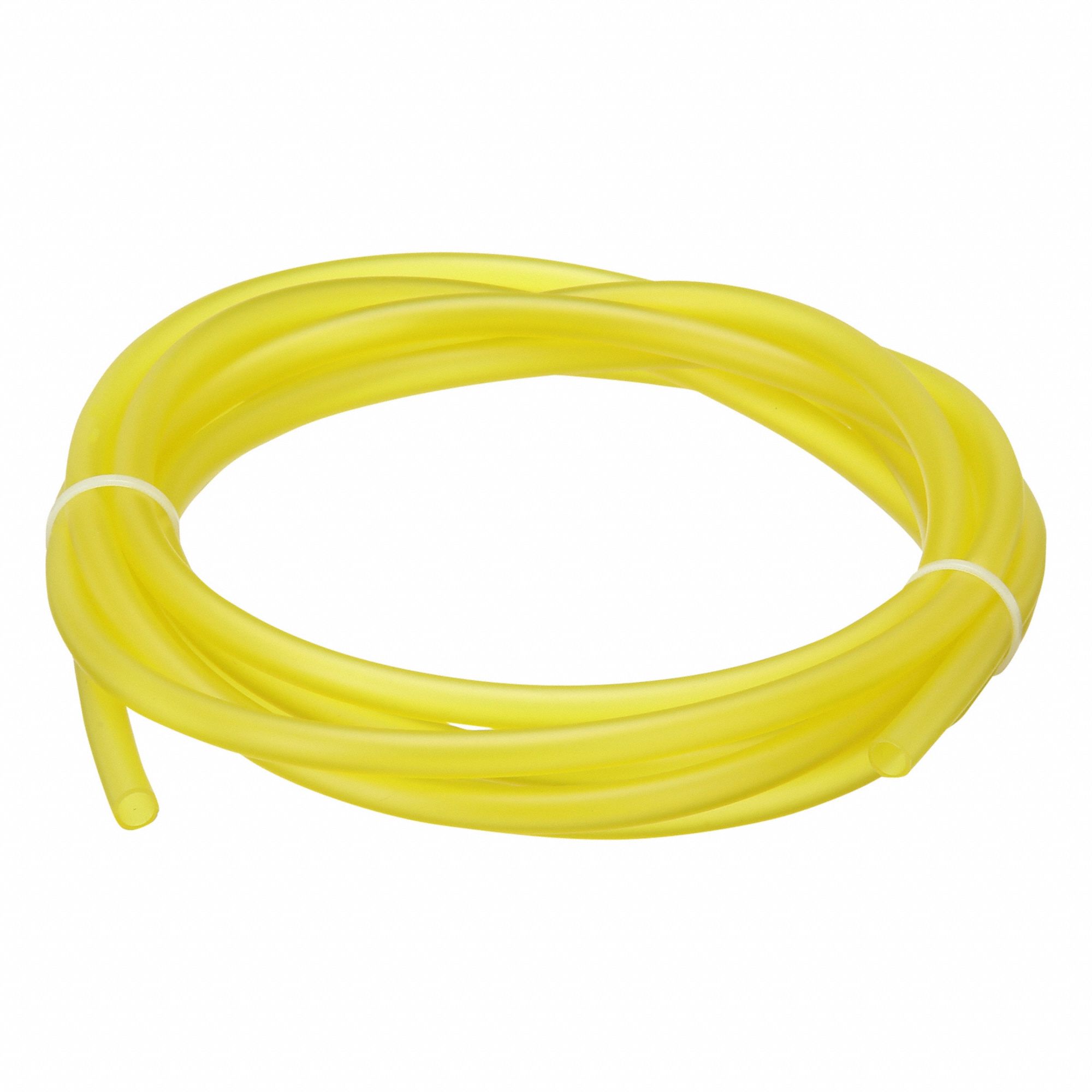 Tubing: PVC, Yellow, 6 mm Inside Dia, 8 mm Outside Dia, 10 ft Overall Lg