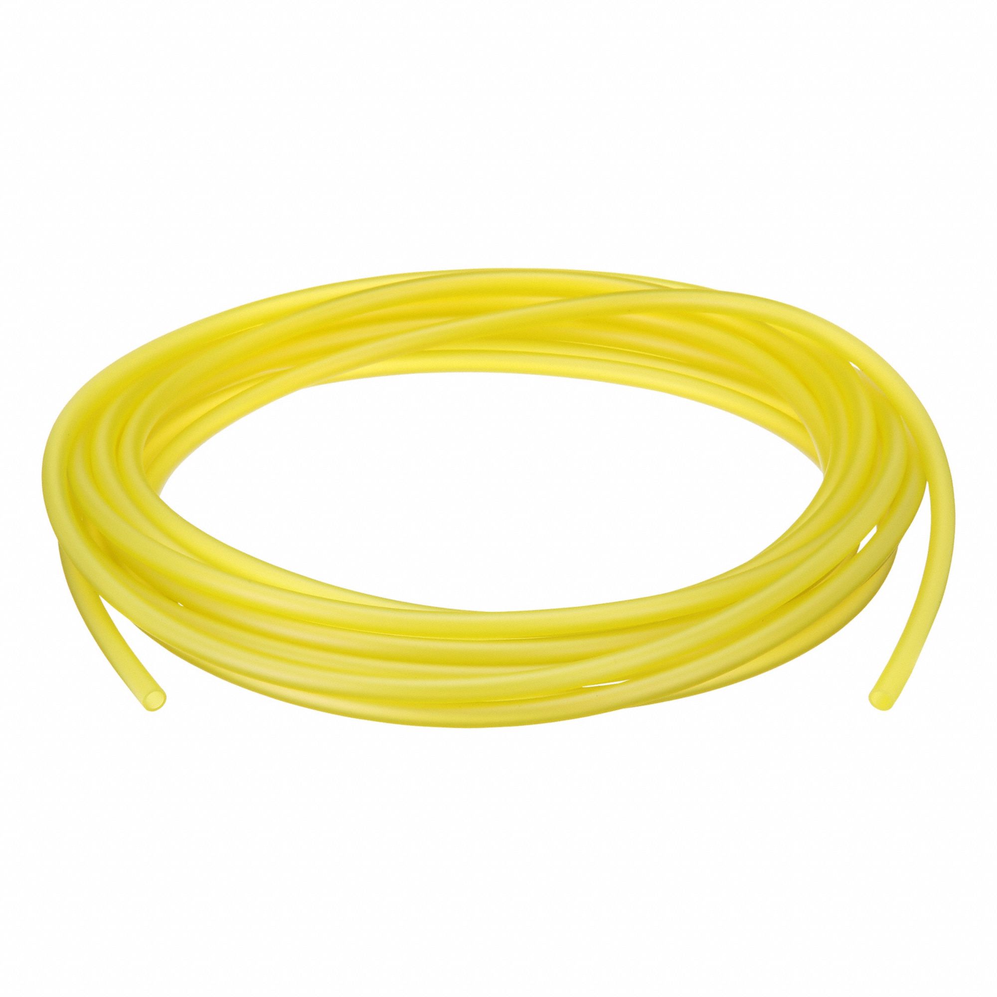 Tubing: PVC, Yellow, 6 mm Inside Dia, 8 mm Outside Dia, 25 ft Overall Lg