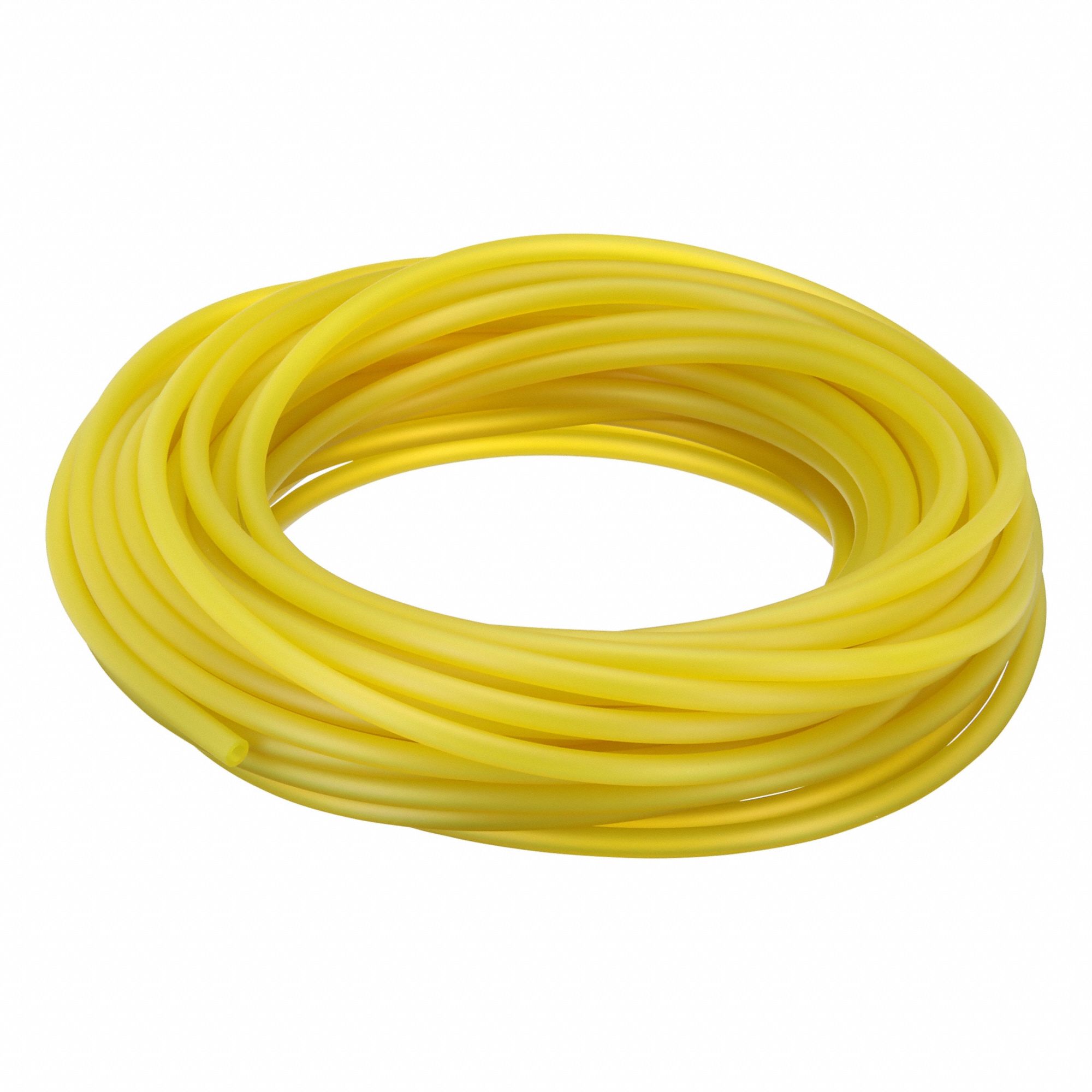 Tubing: PVC, Yellow, 6 mm Inside Dia, 10 mm Outside Dia, 100 ft Overall Lg