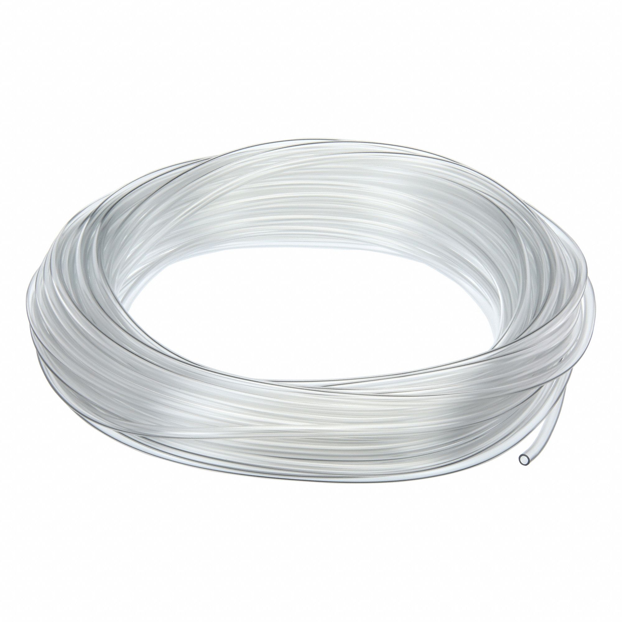 Tubing: PVC, Clear, 5/32 in Inside Dia, 1/4 in Outside Dia, 100 ft Overall Lg