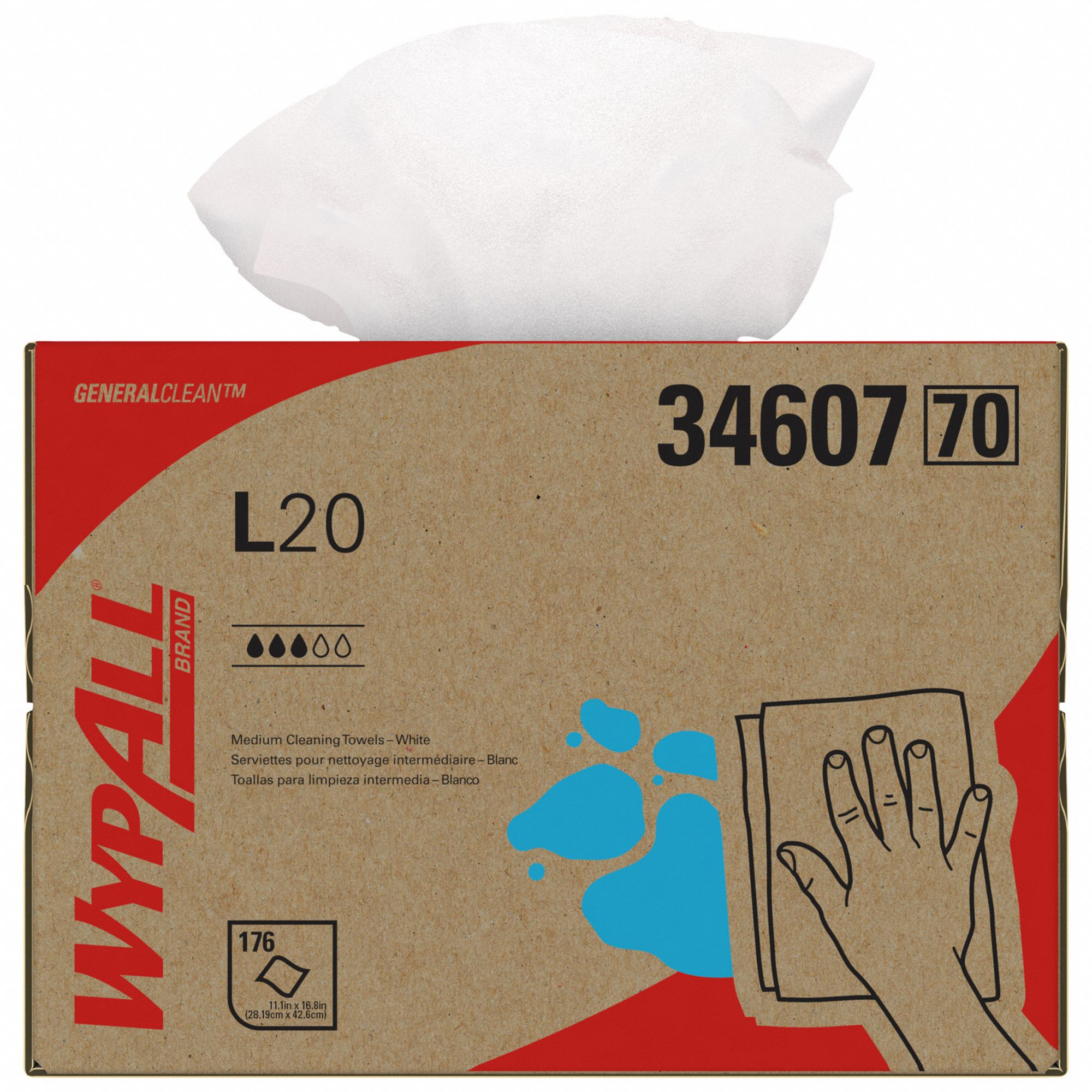 Dry Wipe: Dispenser Box, Heavy Absorbency, Good Wet Strength, White