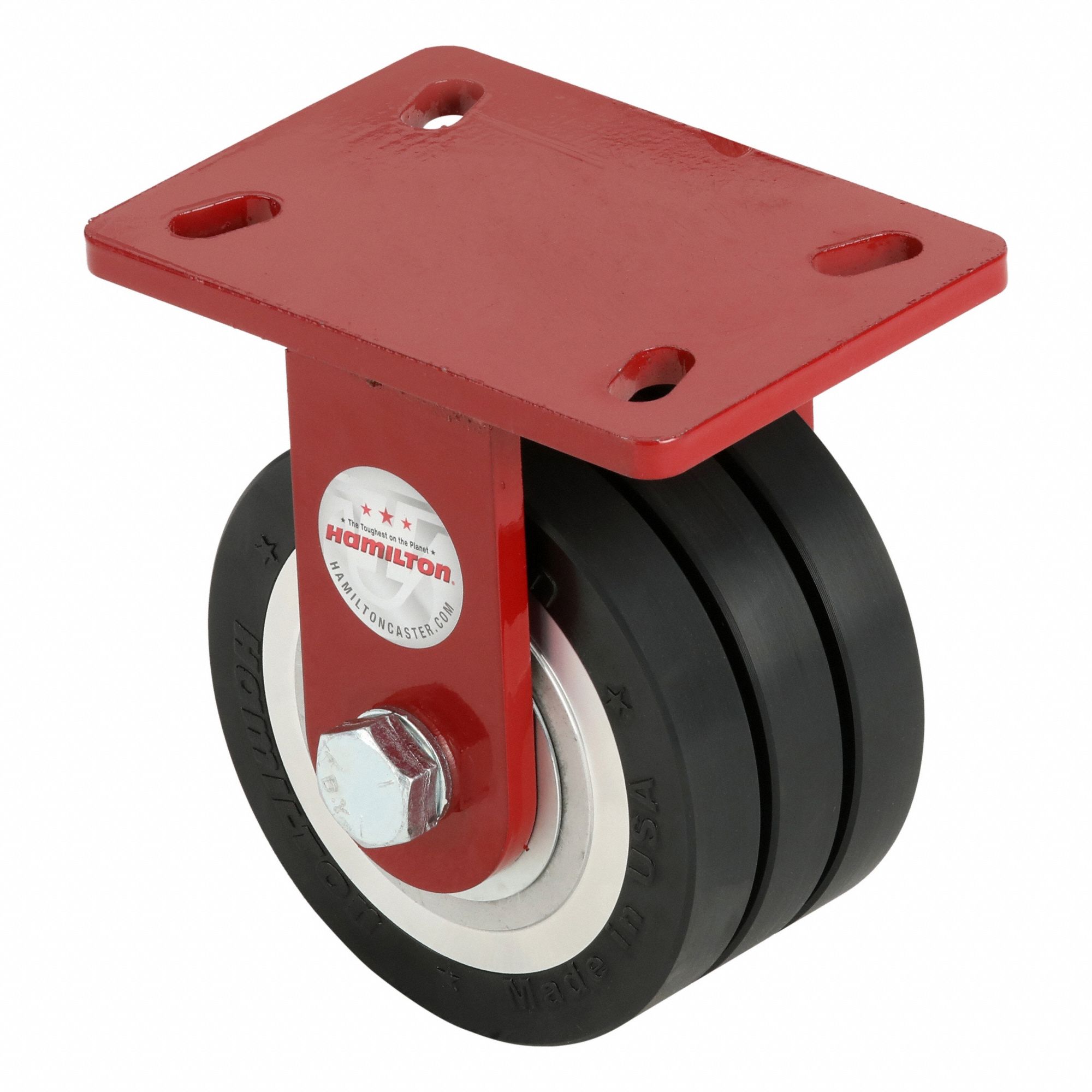 Plate Caster: Rigid, No Brake, Polyurethane, 6 in Wheel Dia, Slot, Ball