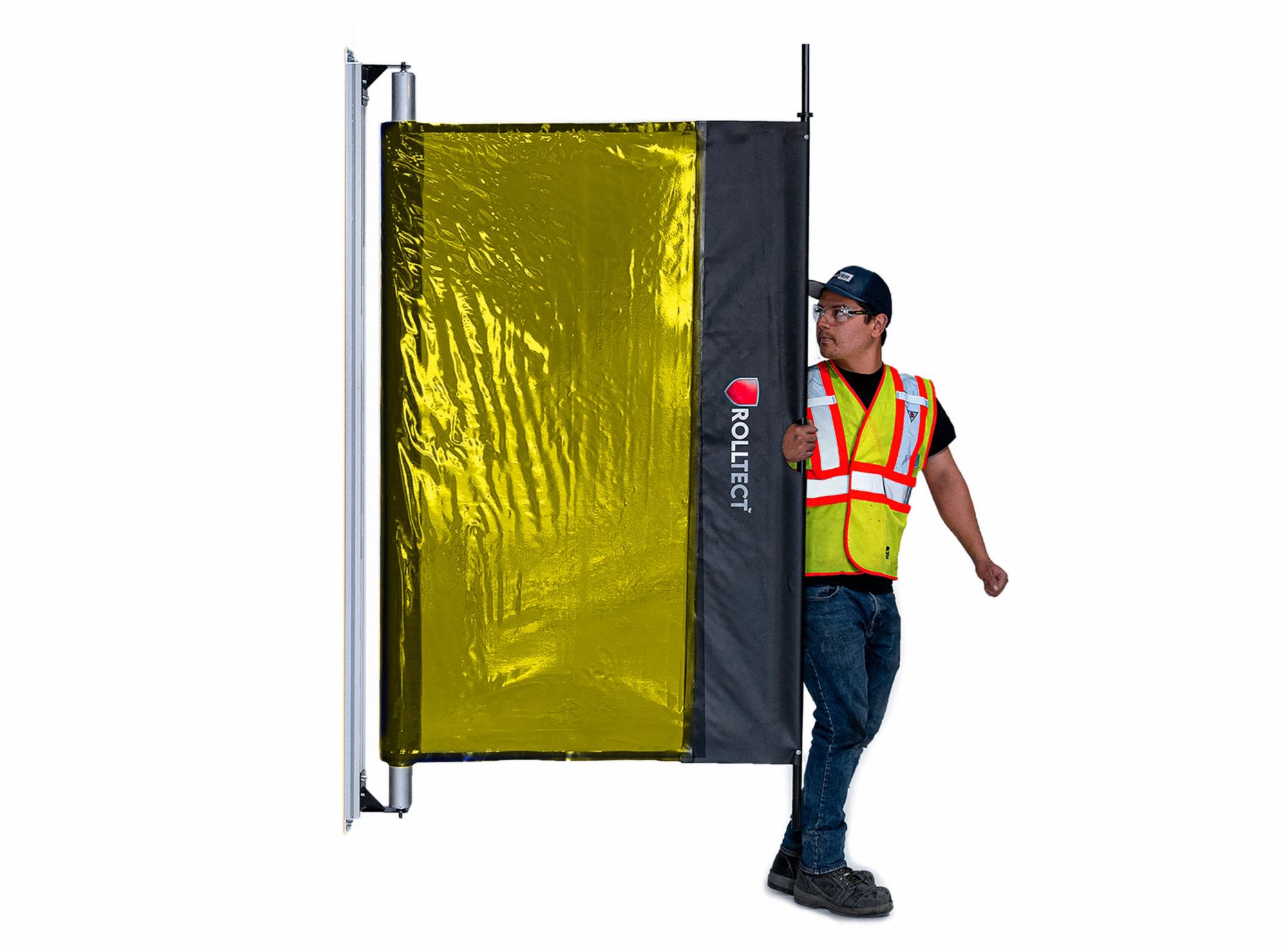 Weld Screen: PVC, 5 1/2 ft Ht, 20 ft Wd, Yellow, 2 1/2 in Frame, Yellow