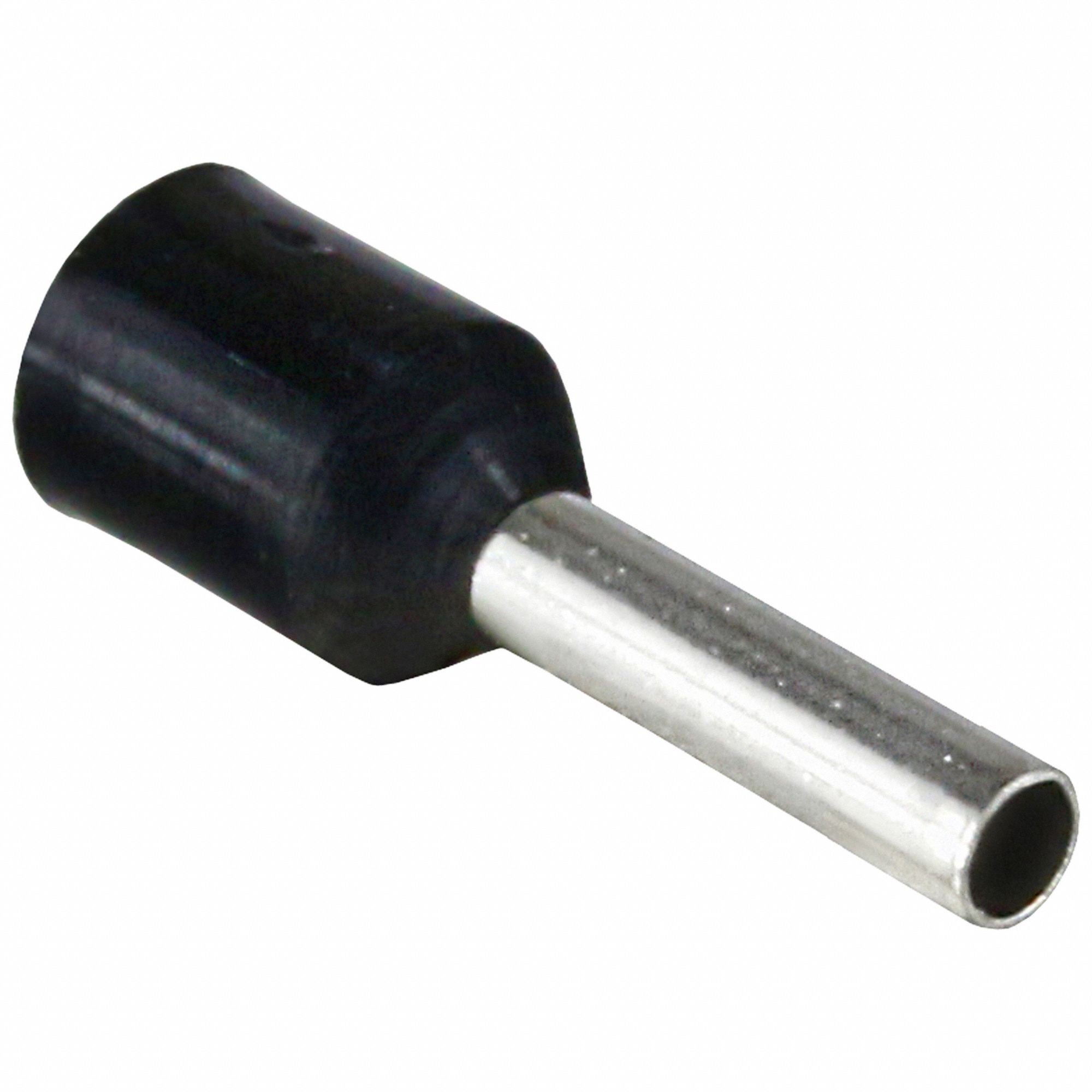 Wire Ferrule: 16 AWG Max Wire Size, Holds 1 Wire, Black, Nylon, 0.08 in Ferrule Dia