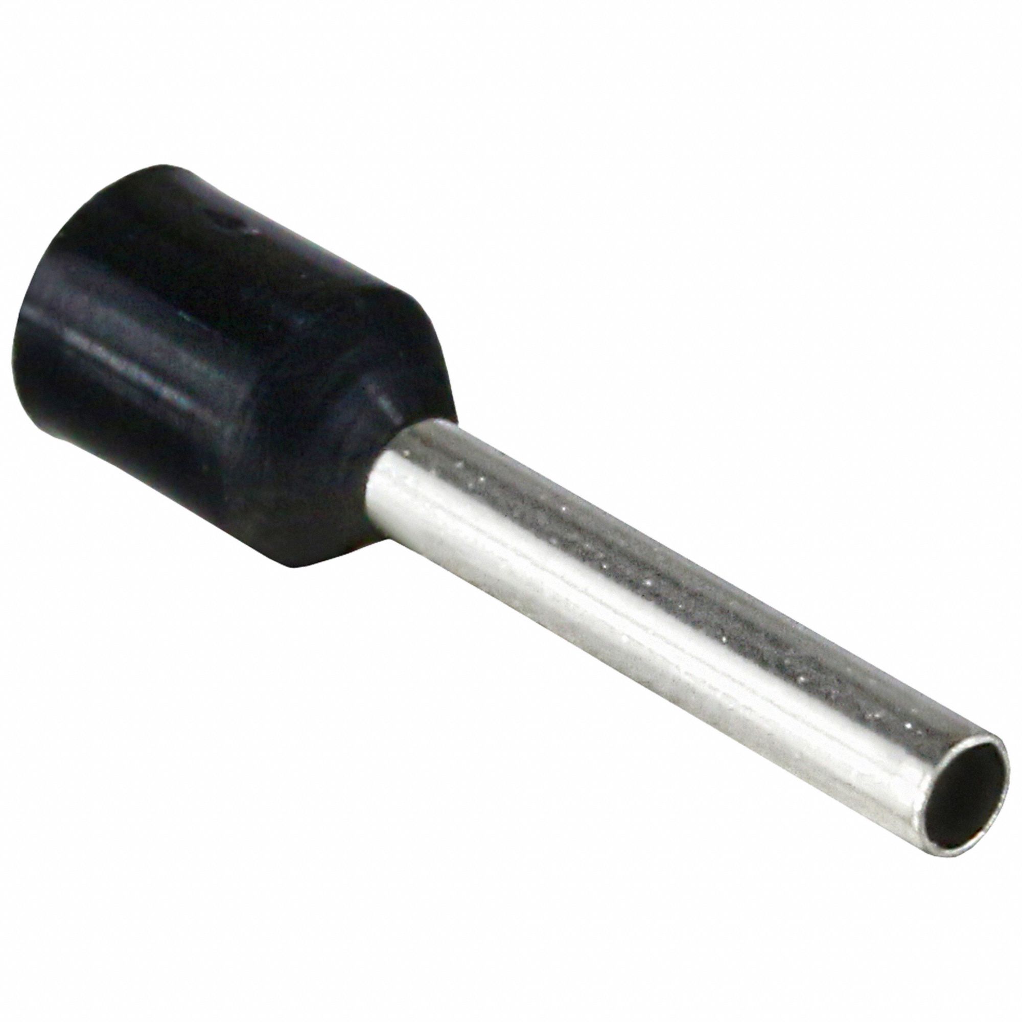 Wire Ferrule: 16 AWG Max Wire Size, Holds 1 Wire, Black, Nylon, 0.08 in Ferrule Dia