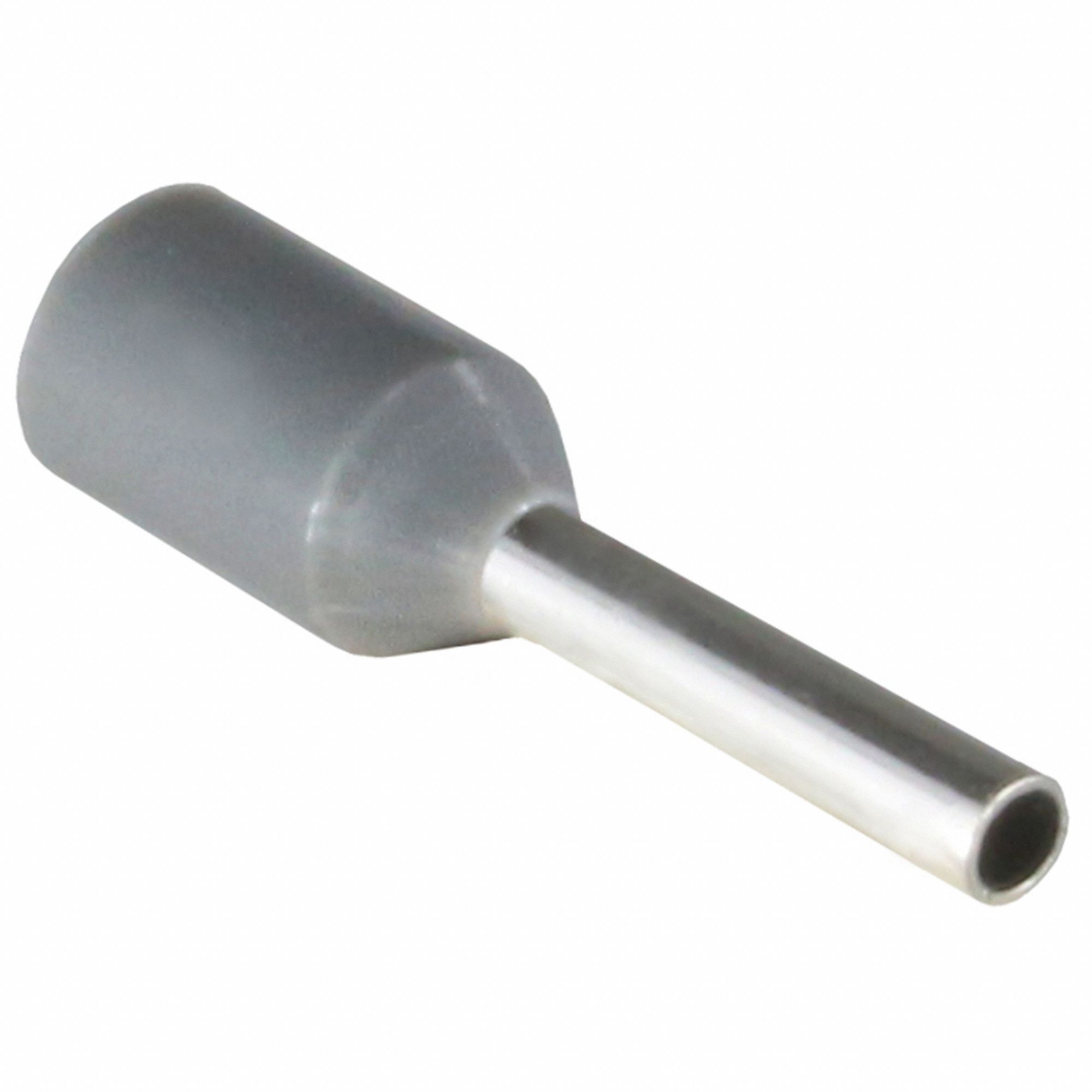 Wire Ferrule: 18 AWG Max Wire Size, Holds 1 Wire, Gray, Nylon, 0.06 in Ferrule Dia