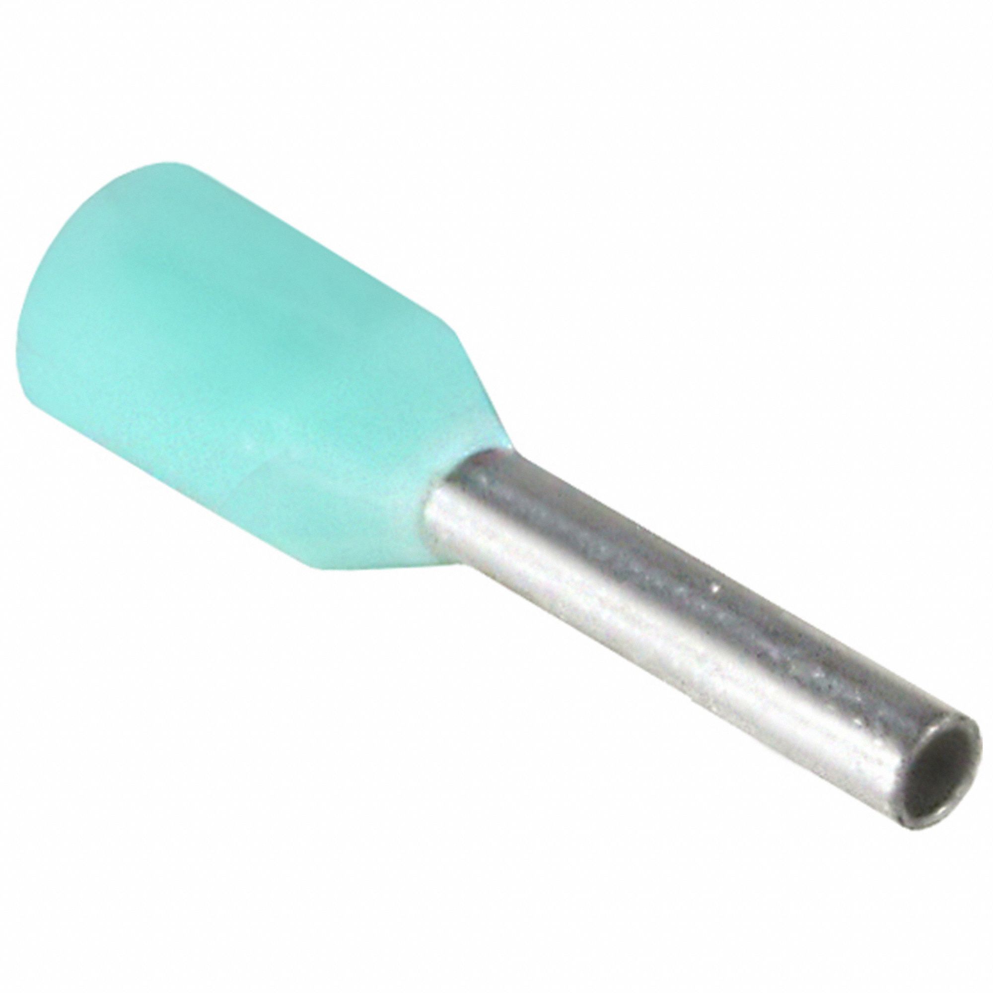 Wire Ferrule: 22 AWG Max Wire Size, Holds 1 Wire, Turquoise, Nylon