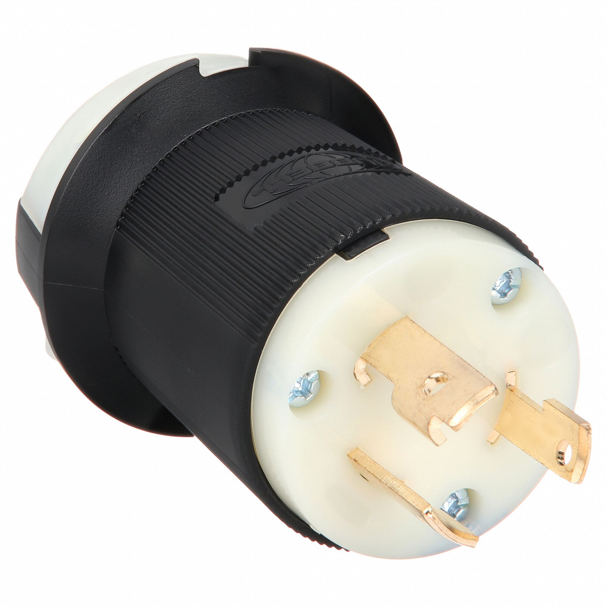 Locking Plug: L6-30P, 250V AC, 30 A, 2 Poles, Black/White, Spring Clamp Terminals