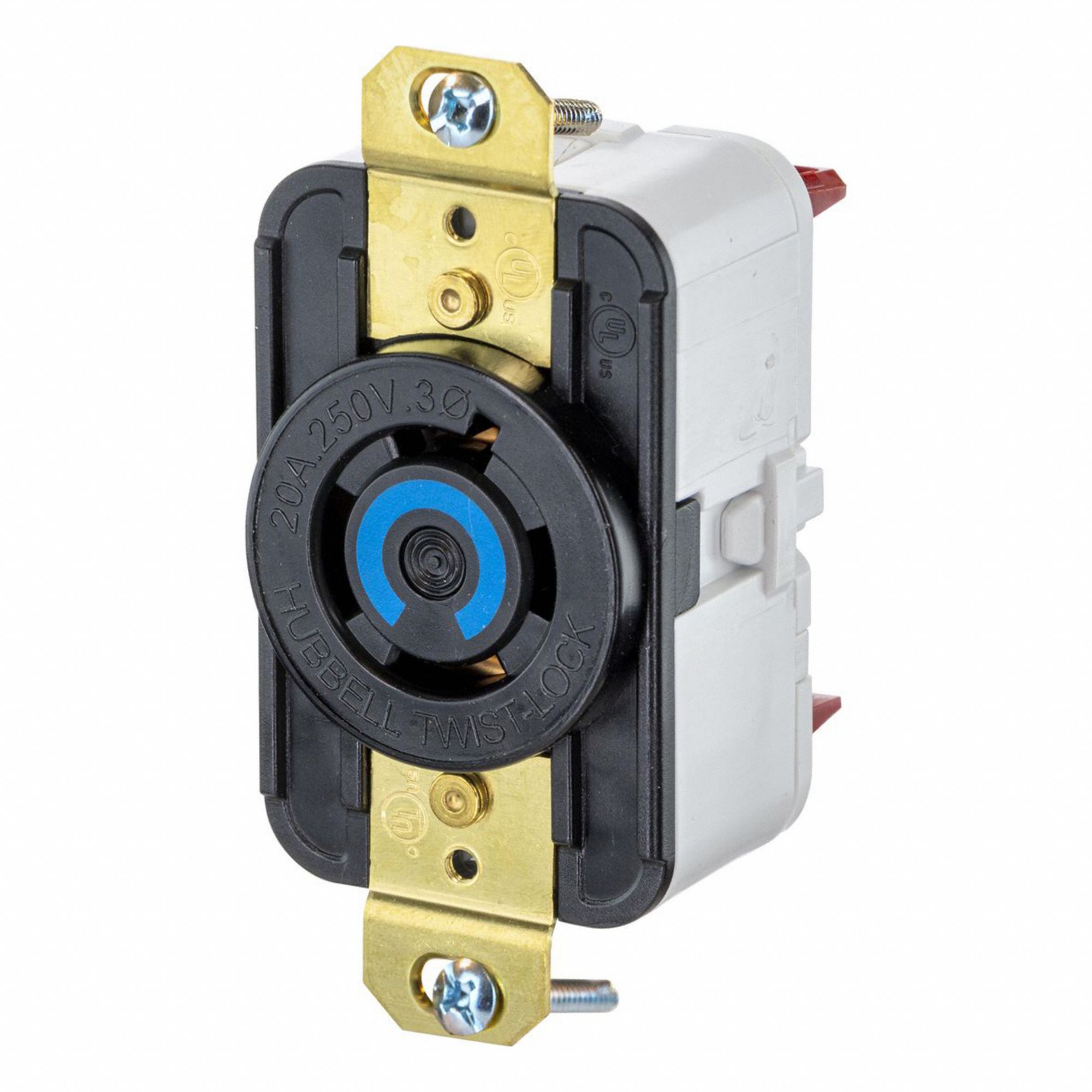 HUBBELL, L15-20R, Black, Locking Receptacle - 797VF7|HBL2420ST