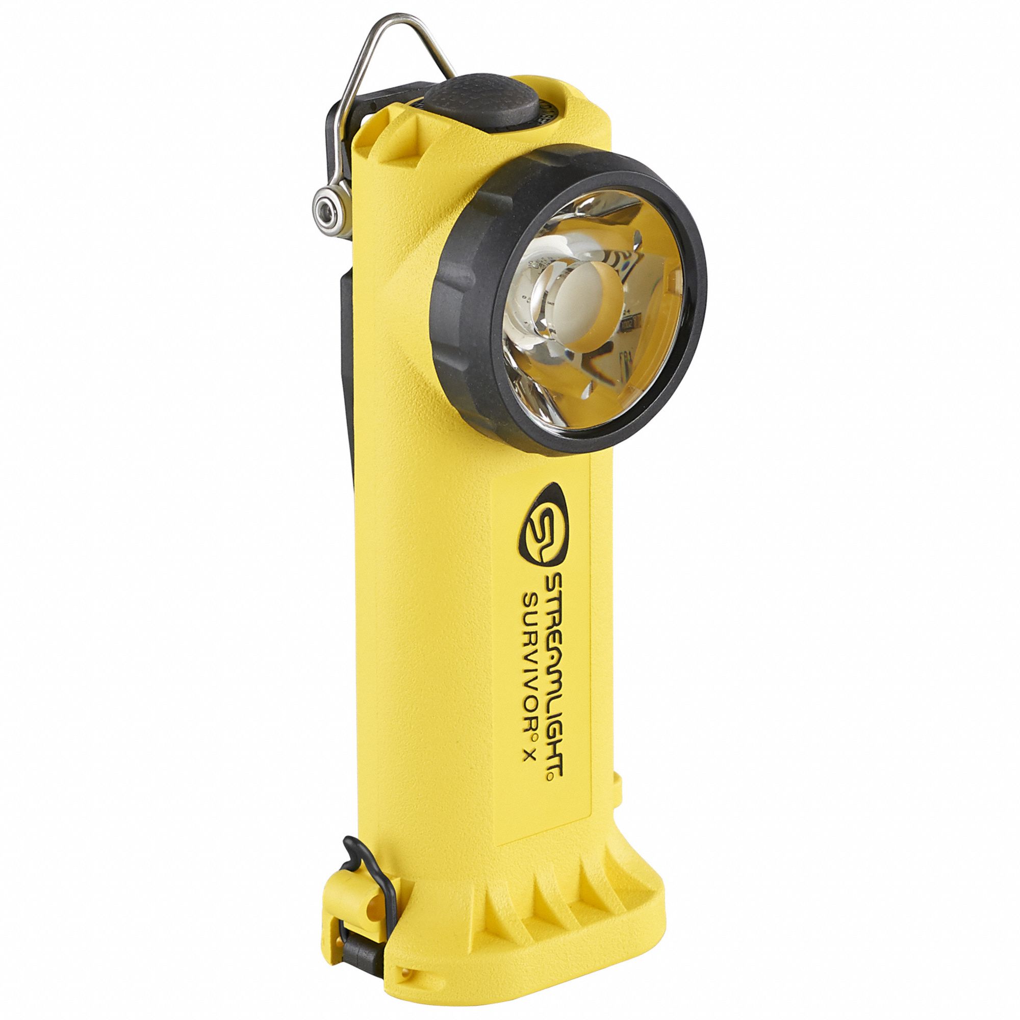 INDUSTRIAL LED FLASHLIGHT, NYLON, YELLOW, POLYCARBONATE LENS, 50,000 HR LAMP LIFE, CLIP MOUNT