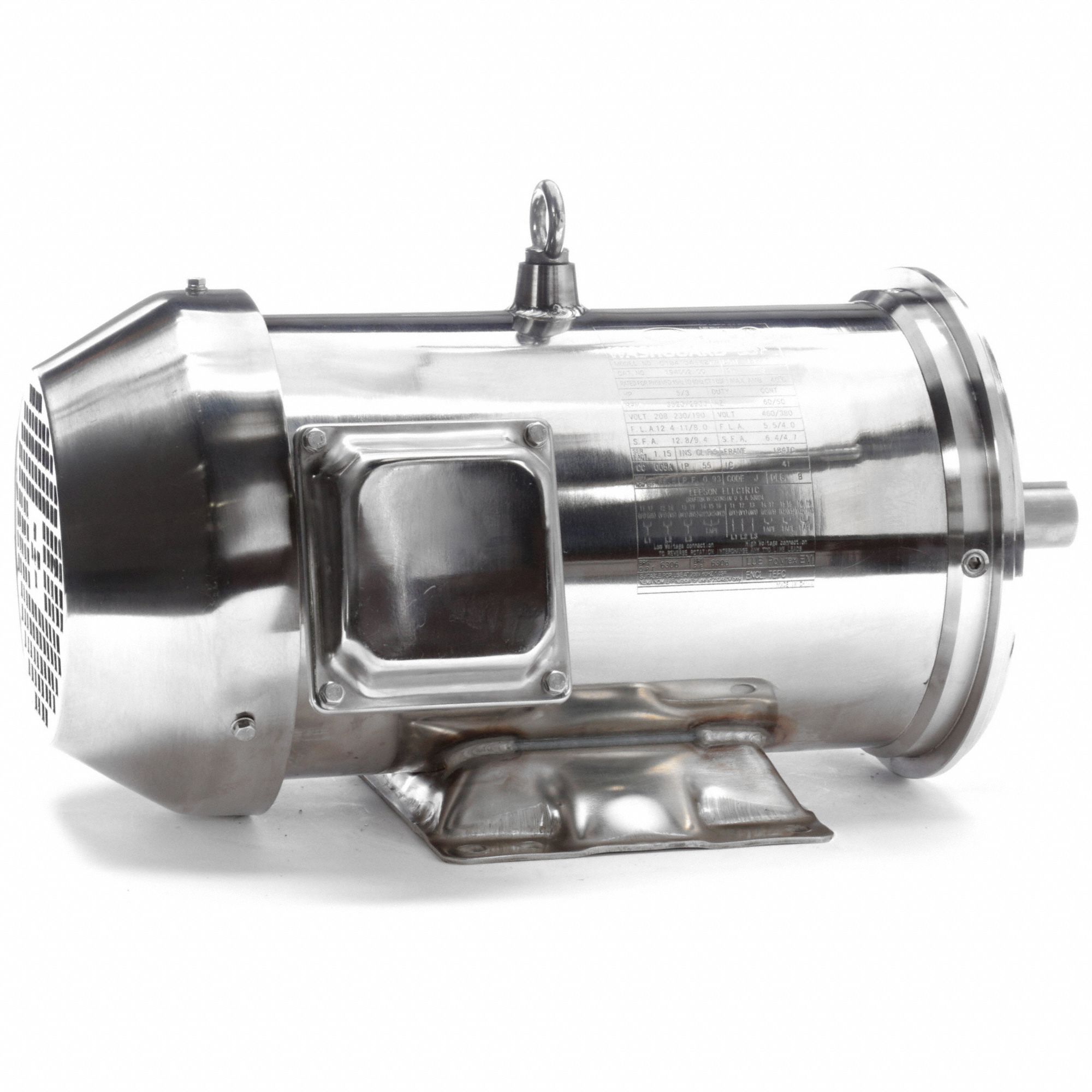 Washdown Motor: Three-Phase, 5 hp Horsepower, 3, 520 RPM RPM, 230/460V AC, 184TC Frame Size