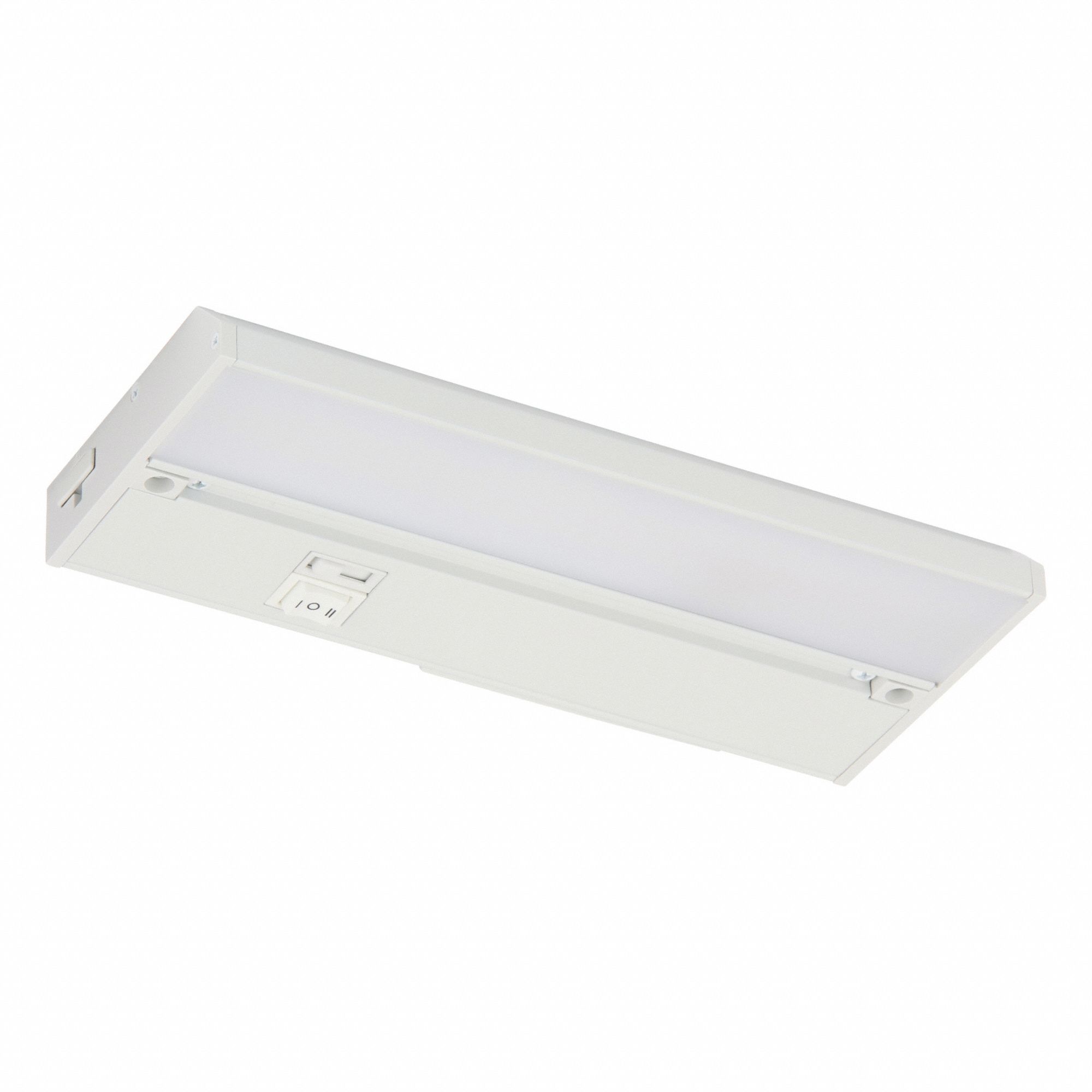 LED Under Cabinet: 8 in Lg, 290 lm, 2700K/3000K/4000K, 4.6 W, Plug-In or Hardwired, White, Aluminum