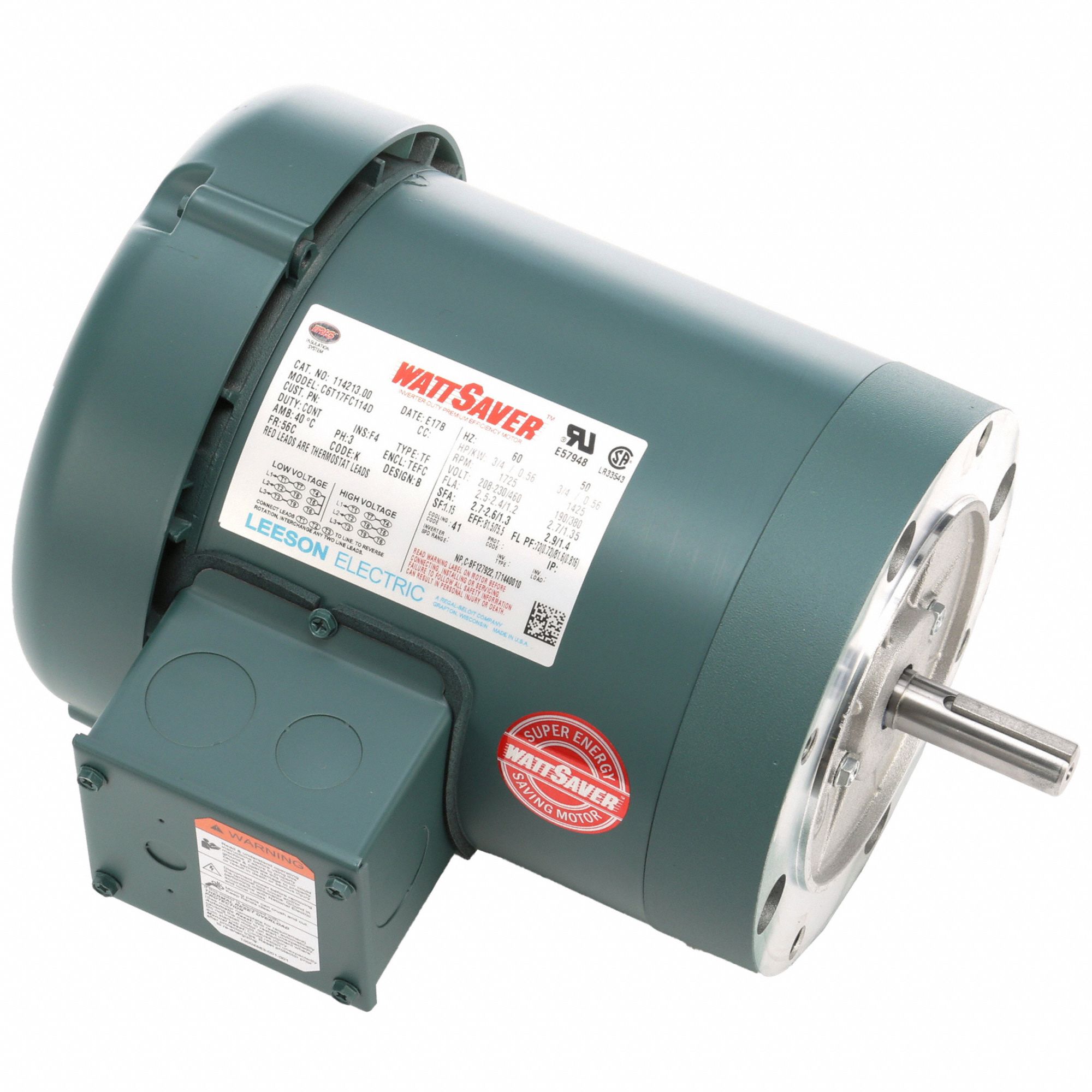 General Purpose Motors: Totally Enclosed Air-Over, C-Face Mount, 3/4 HP, 1, 725 Nameplate RPM