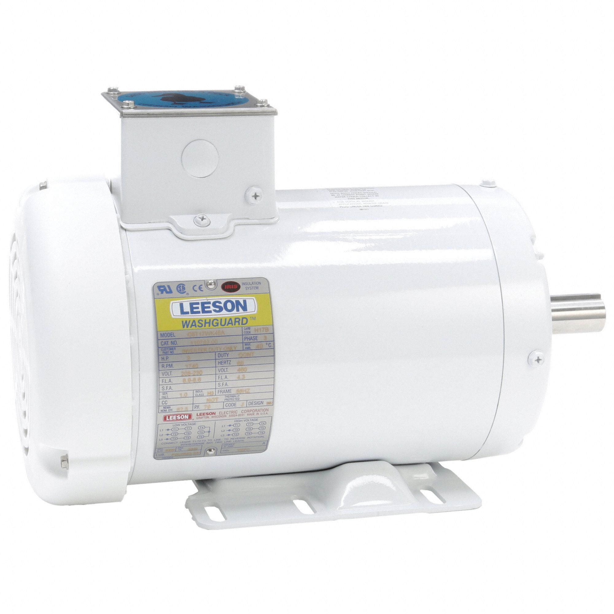 Feather Picker Motor: Three Phase, Rigid Base, Three-Phase, 3 hp, 1, 740 RPM, 56HZ Frame Size