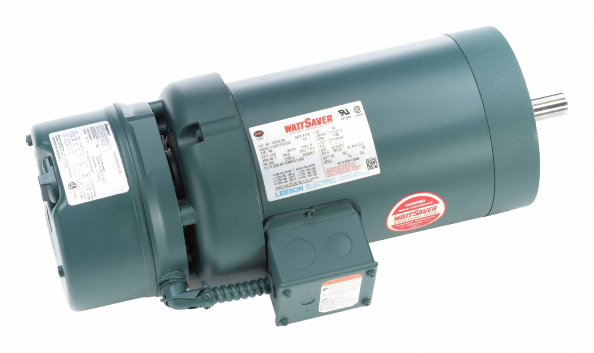 Brake Motor: Totally Enclosed Air-Over, 1 1/2 hp Horsepower, 1, 750 RPM RPM, 230/460V AC, F