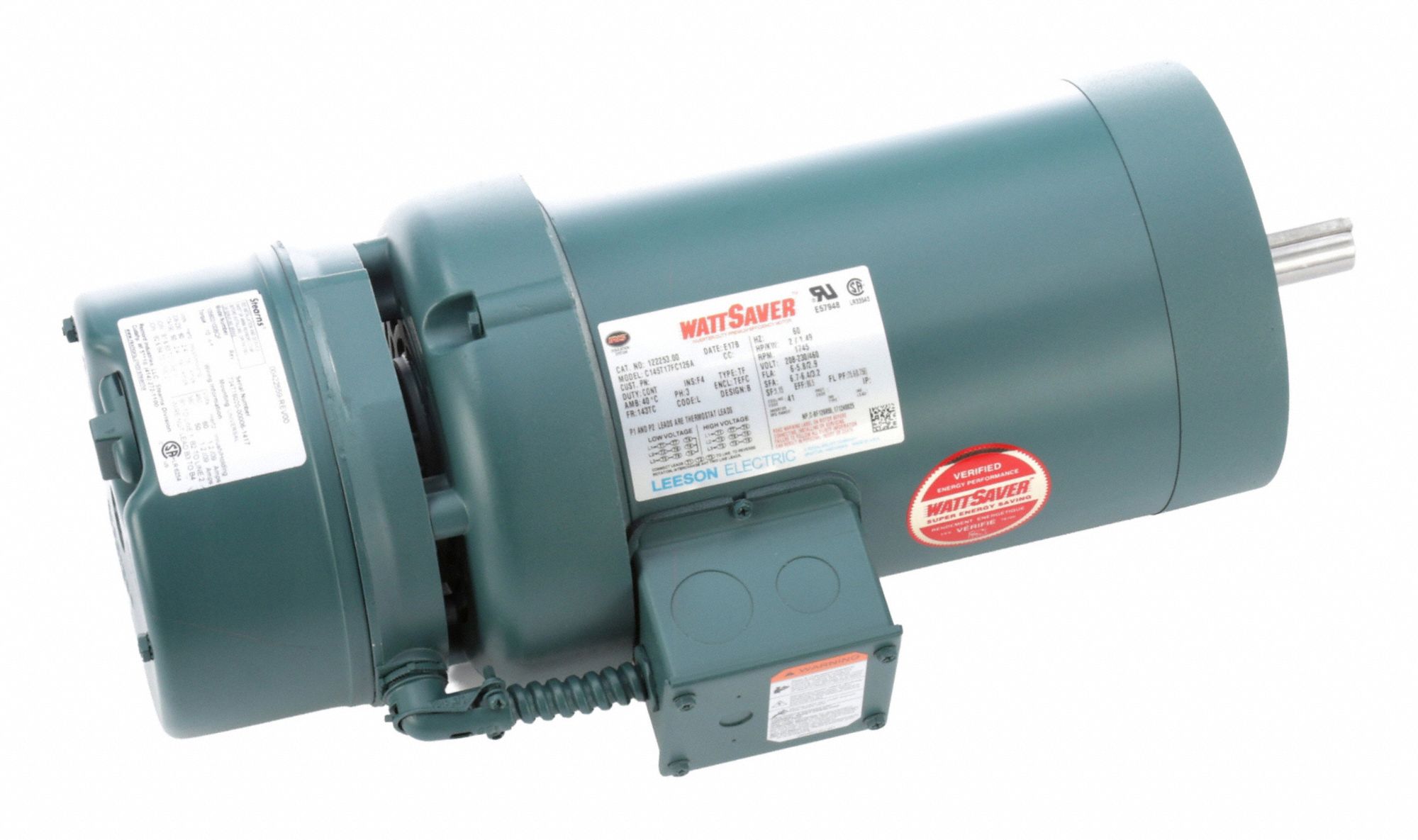 Brake Motor: Totally Enclosed Air-Over, 2 hp Horsepower, 1, 745 RPM RPM, 230/460V AC, 60 Hz, F