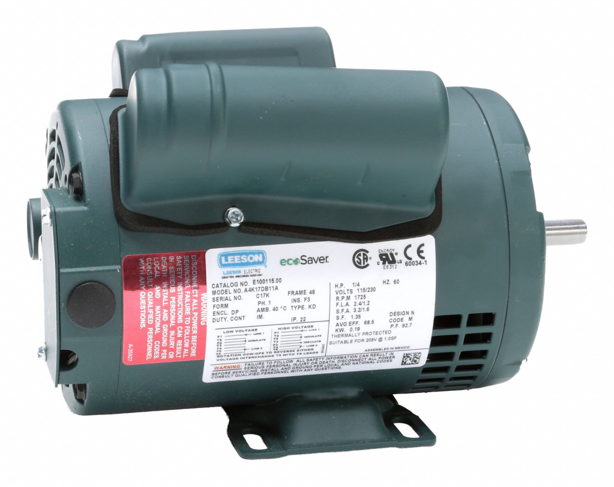 GeneralPurposeMotor 1/4hp 1725RPM 48