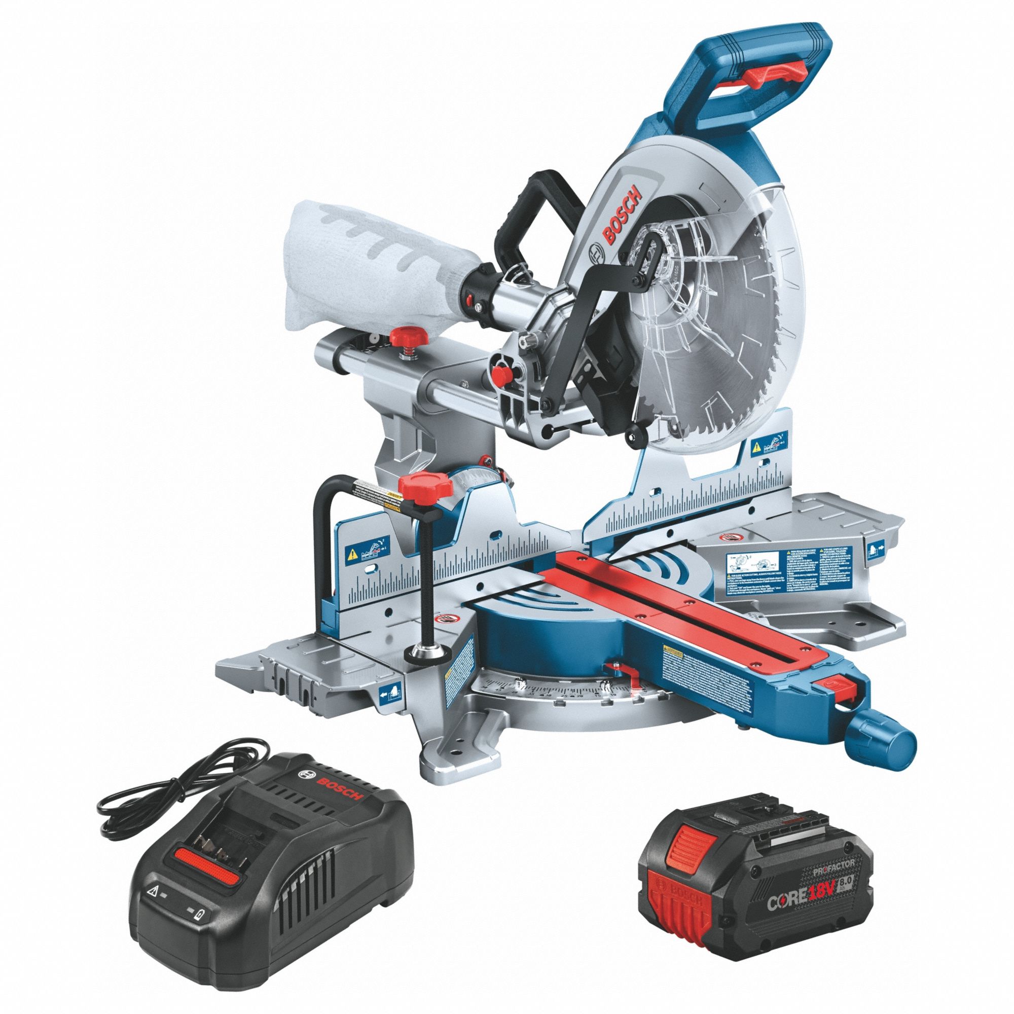 Miter Saw: 1 Battery, No Charger, 10 in Blade Dia., 5/8 in Arbor Size, Sliding, 18 V DC Volt