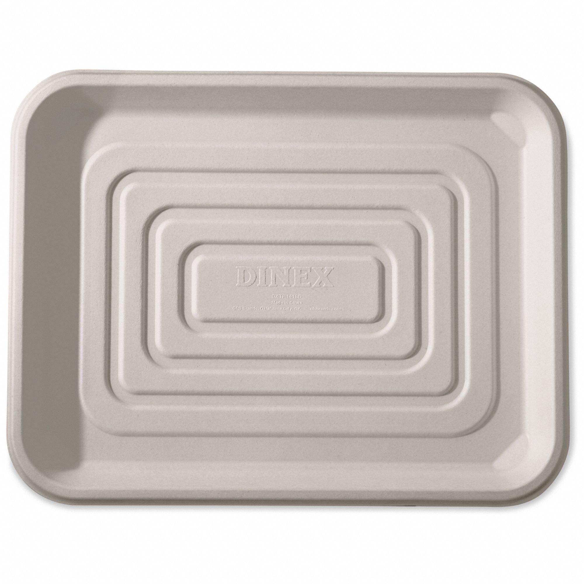 Disposable Food Tray: 1 Compartments, 1/4 in Ht, 18 in Wd, 14 in Lg, White, 100 PK