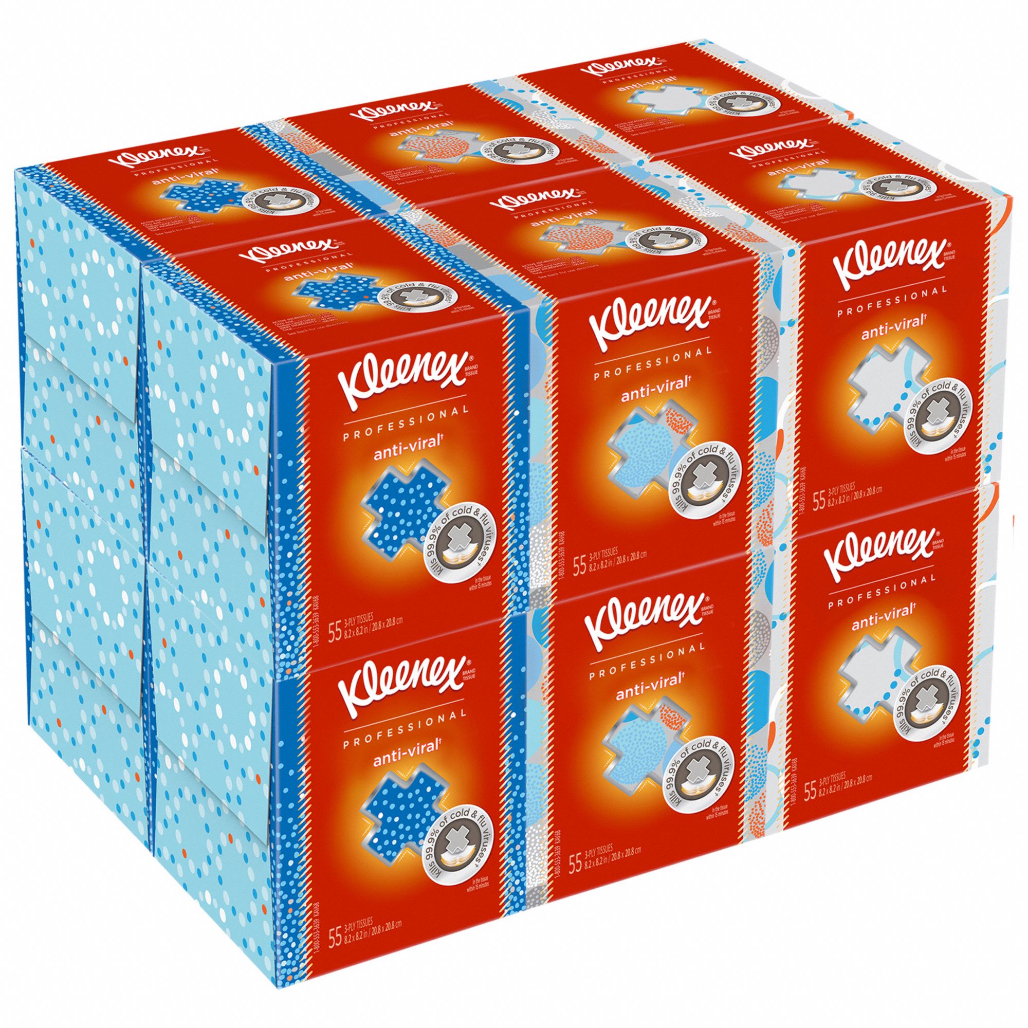 FACIAL TISSUES,WHITE,55 SHEETS,PK12