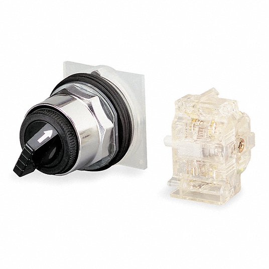 Non-Illuminated Selector Switch: 30 mm Size, 3 Position, Metal, 1NO/2NC,  13/4