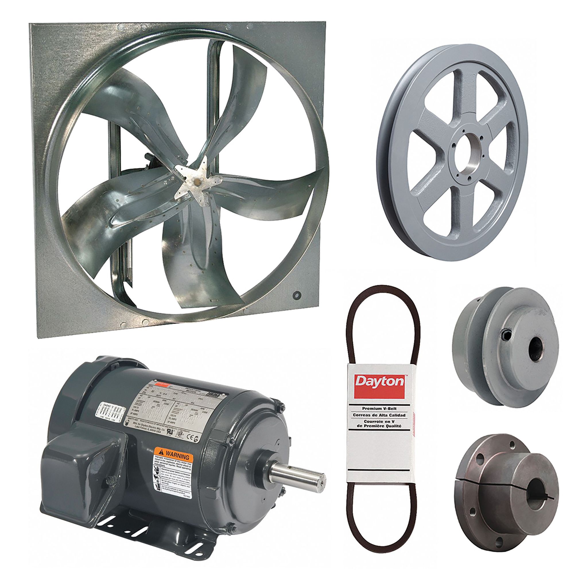 DAYTON, Belt Drive, 54 in Blade, Supply Fan w/Drive Package 7AC62
