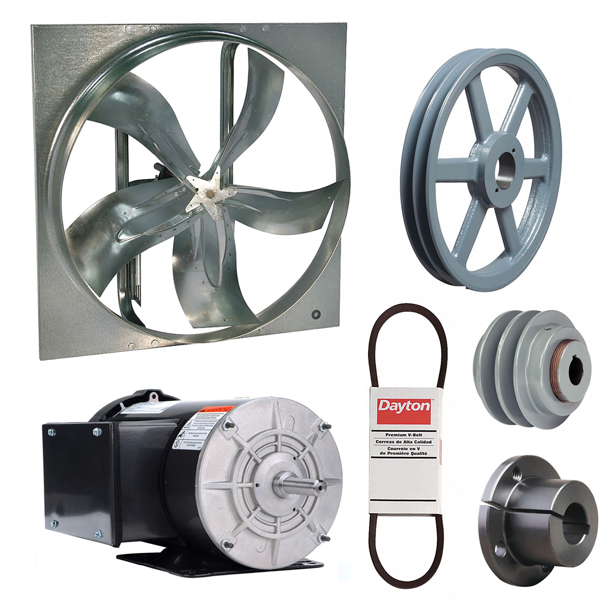 Supply Fan w/Drive Package: Belt Drive, 54 in Blade, Totally Enclosed, 32, 589 cfm, 1 ph, 2 hp