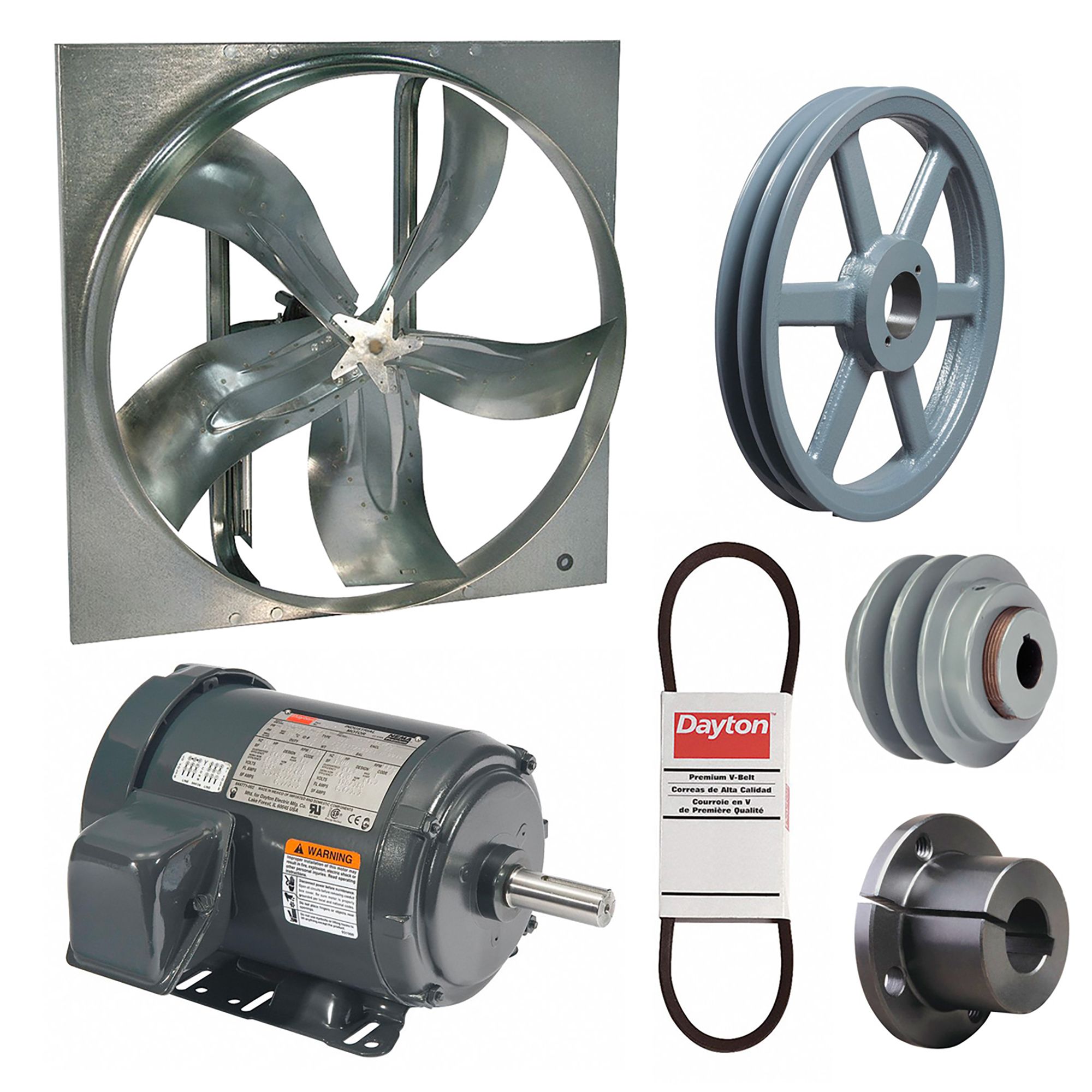 Supply Fan w/Drive Package: Belt Drive, 54 in Blade, Totally Enclosed, 32, 589 cfm, 3 ph, 2 hp