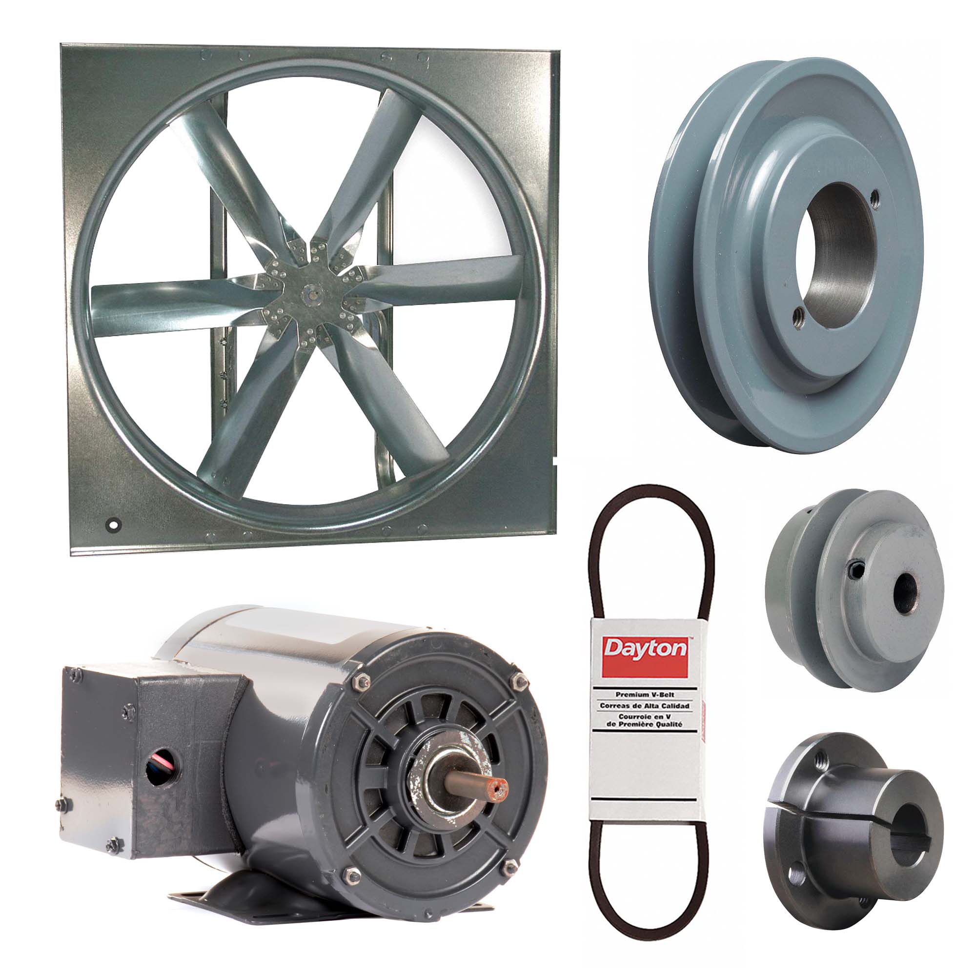 Supply Fan w/Drive Package: Belt Drive, 20 in Blade, Totally Enclosed, 3, 581 cfm, 3 ph