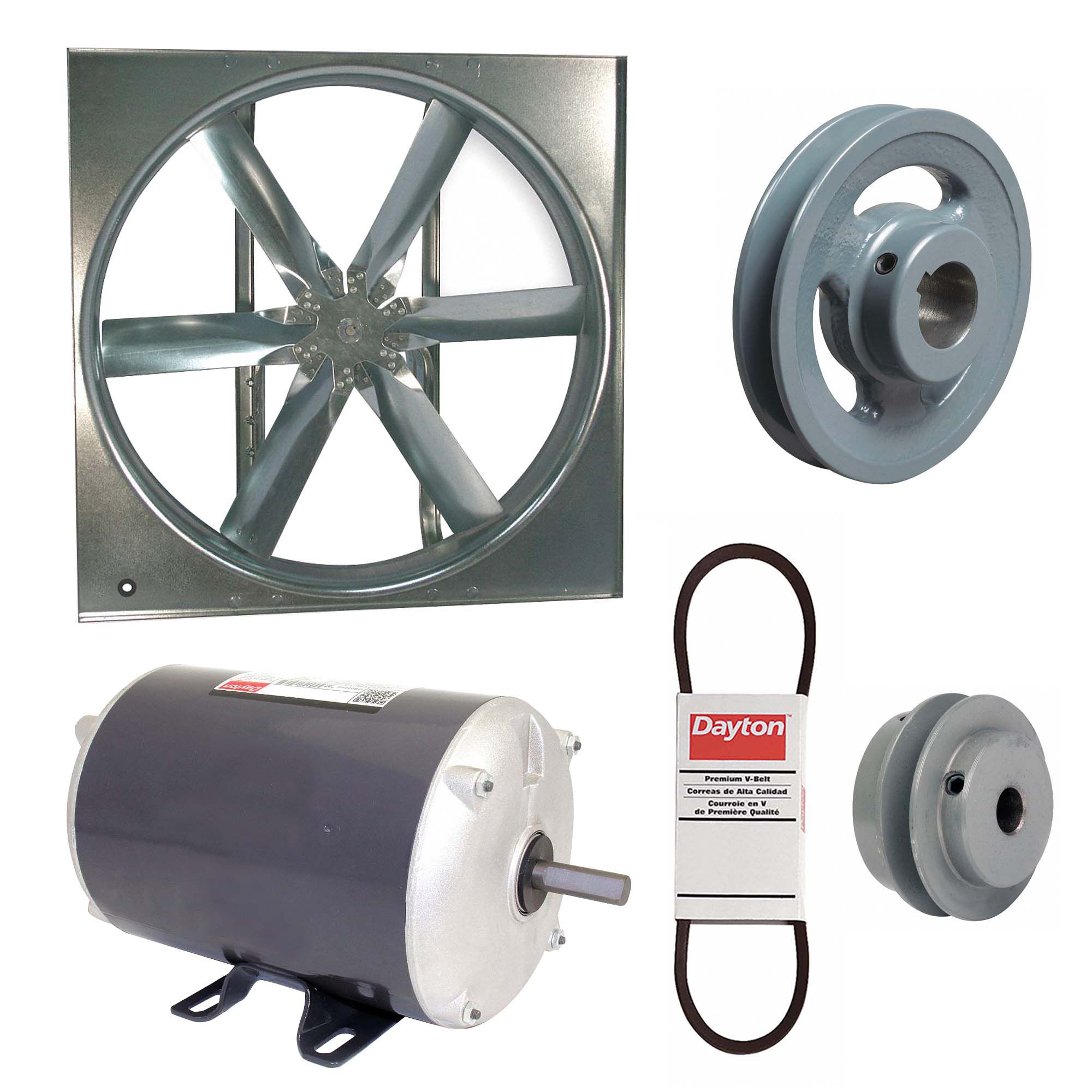 Supply Fan w/Drive Package: Belt Drive, 20 in Blade, Totally Enclosed, 3, 904 cfm, 3 ph