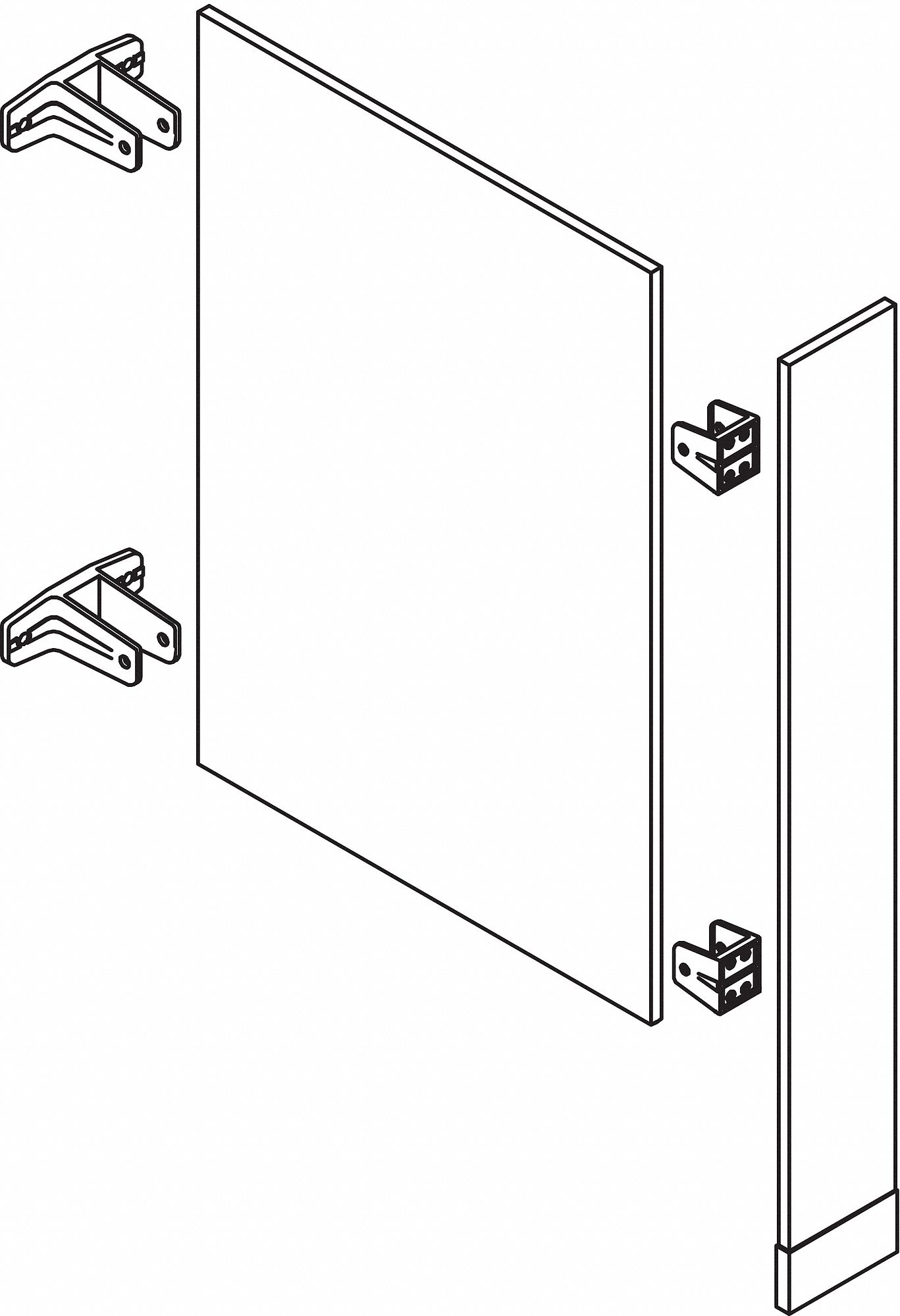 GRAINGER APPROVED Urinal Partition with Pilaster, Baked Enamel Steel, Blue, 7 in W X 70 in H