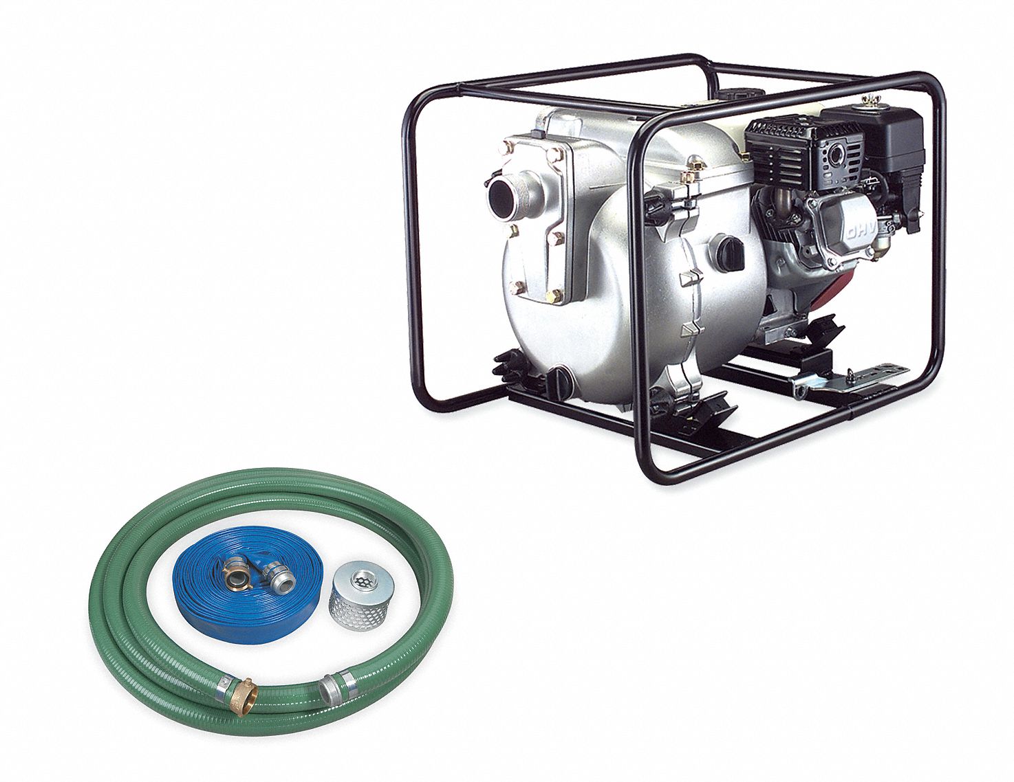 Engine Driven Pump: 4 13/16 hp, 2 in NPSM, 2 in NPSM, 157 gpm Flow Rate @ 20 Ft. of Head