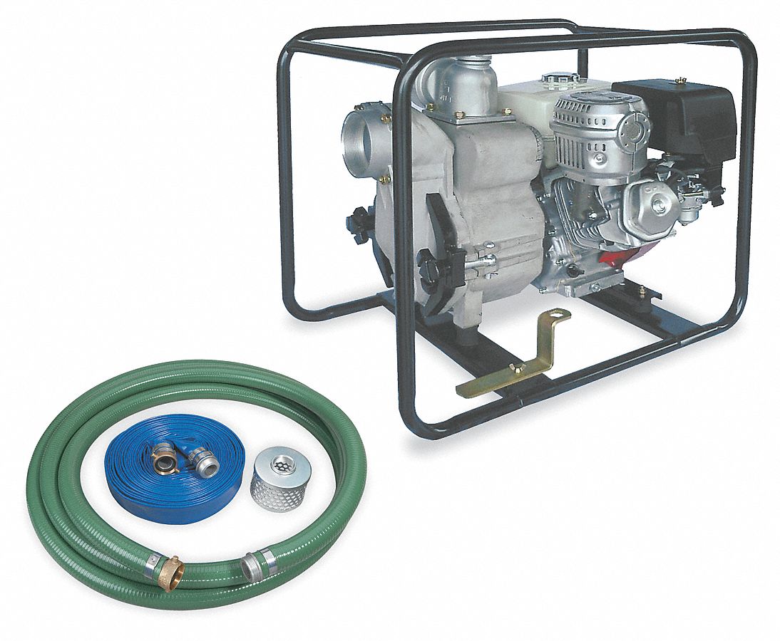 Engine Driven Pump: 9 1/2 hp, 4 in NPSM, 4 in NPSM, 410 gpm Flow Rate @ 20 Ft. of Head, Honda