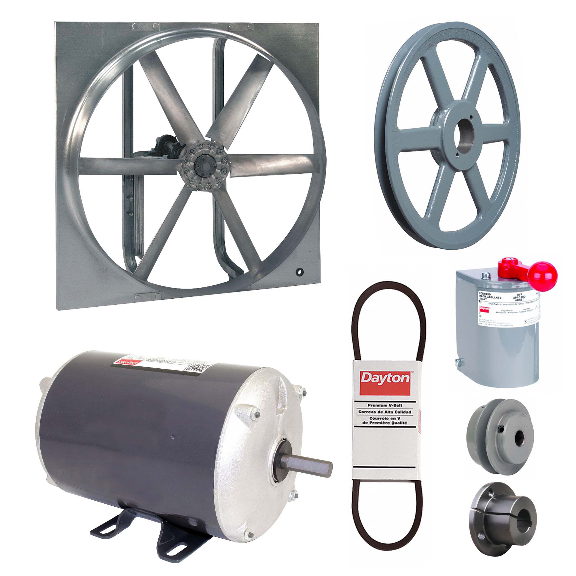 Exhaust/Supply Fan: Belt Drive, 30 in Blade, 1/3 hp, Totally Enclosed, 208-230/460V AC, 3 ph