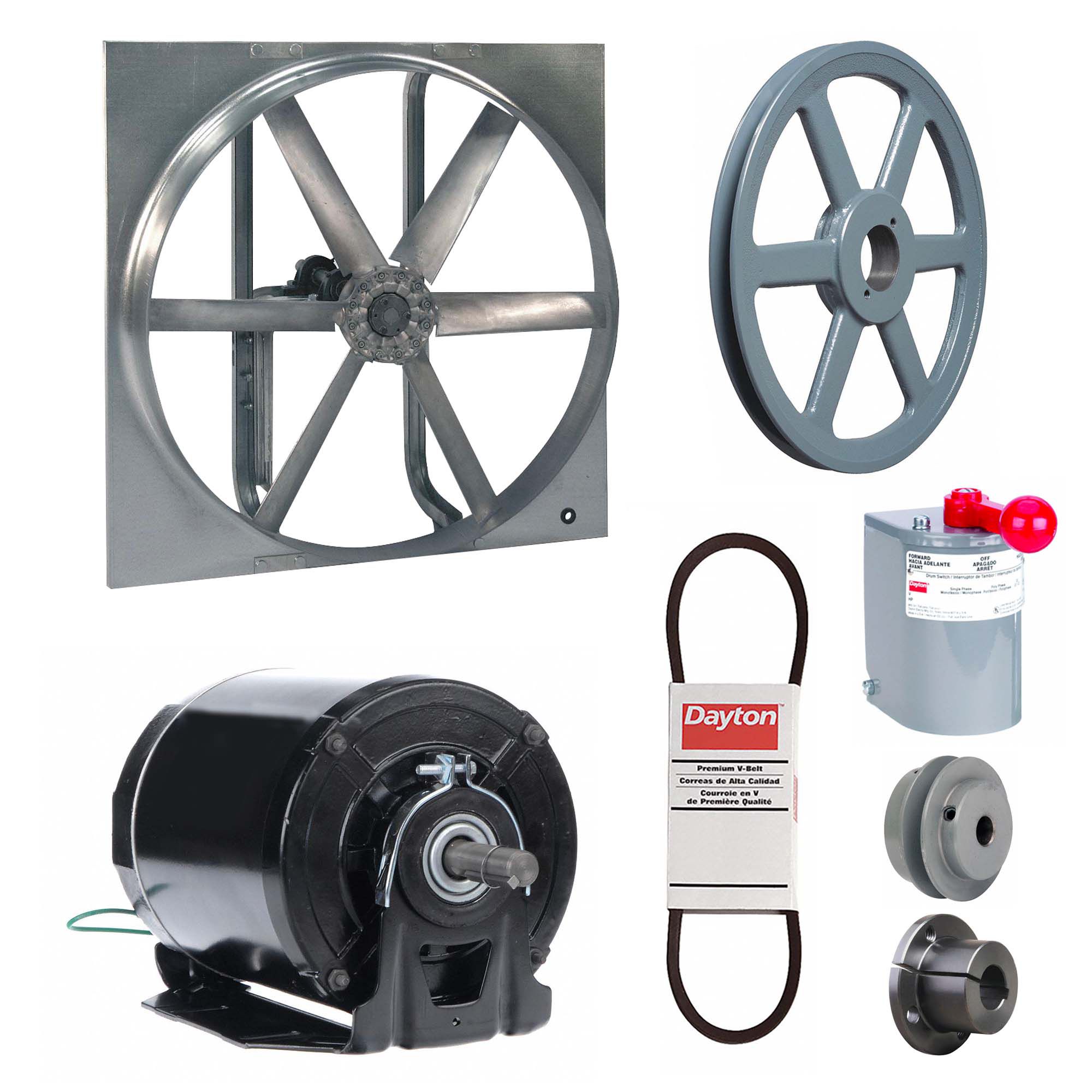 Exhaust/Supply Fan: Belt Drive, 30 in Blade, 1/2 hp, Totally Enclosed, 115/208-230V AC, 1 ph