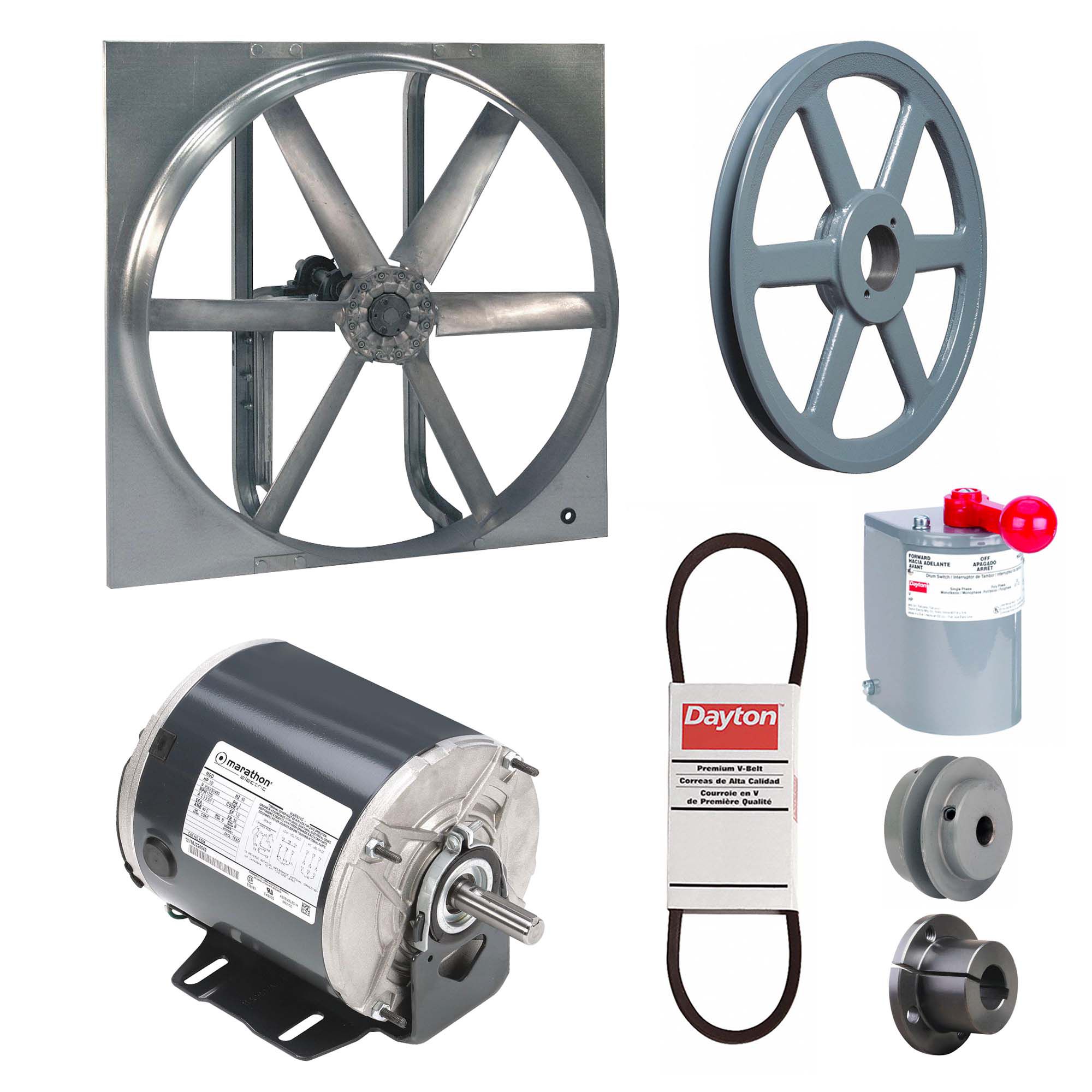 Exhaust/Supply Fan: Belt Drive, 30 in Blade, 1/2 hp, Totally Enclosed, 208-230/460V AC, 3 ph