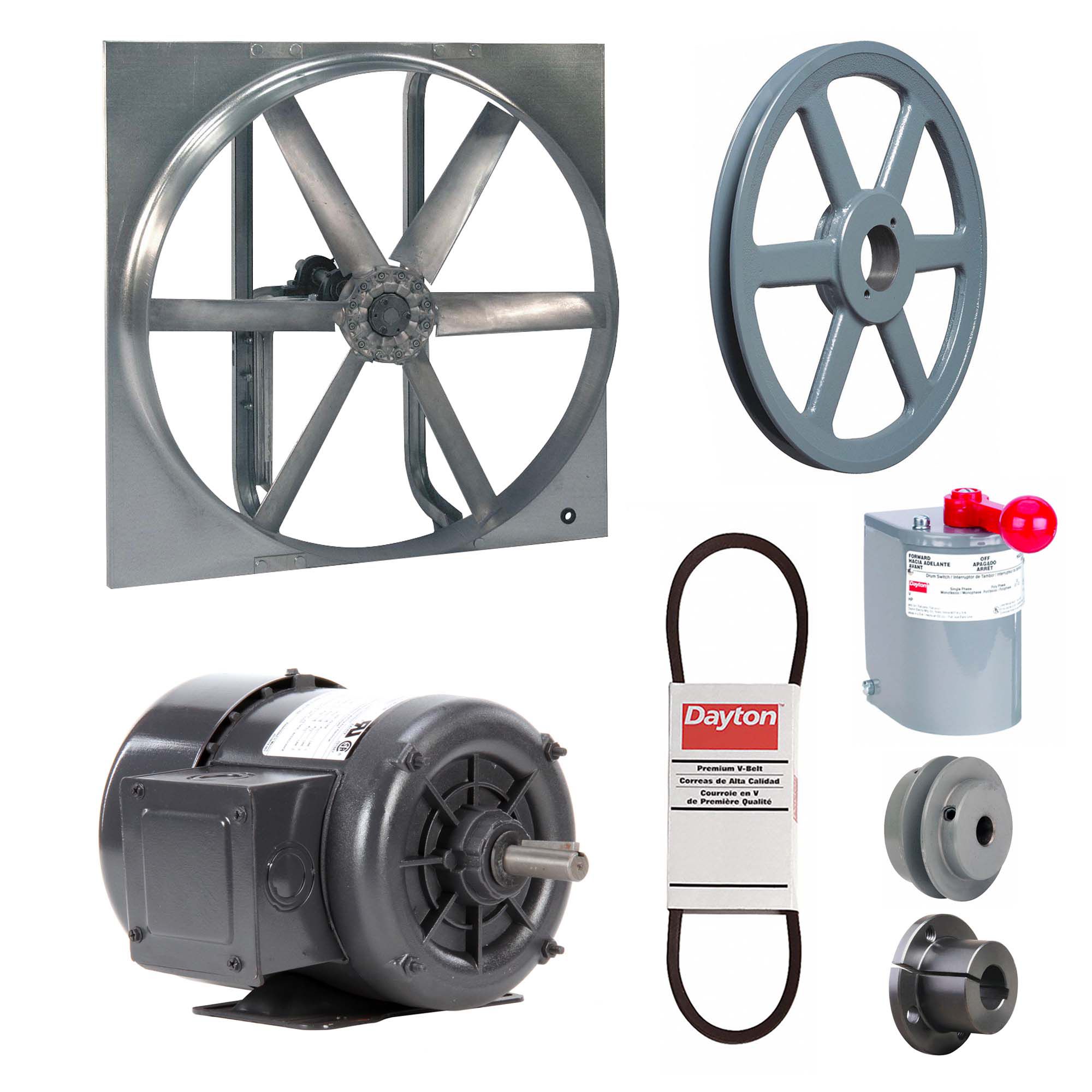 Exhaust/Supply Fan: Belt Drive, 30 in Blade, 3/4 hp, Totally Enclosed, 208-230/460V AC, 3 ph