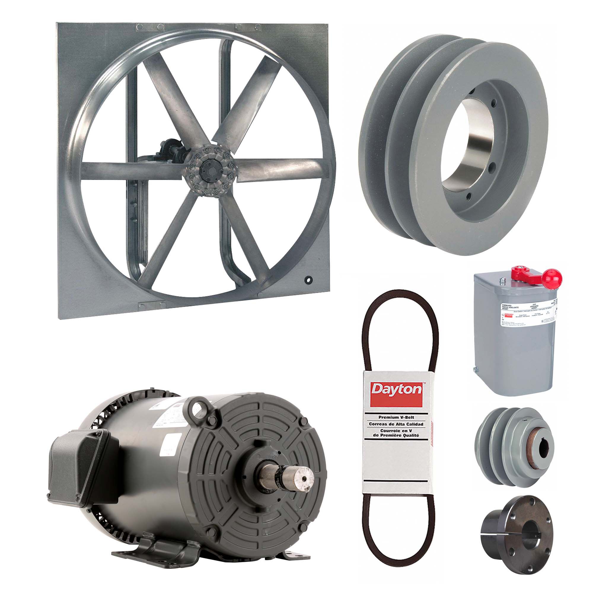 Exhaust/Supply Fan: Belt Drive, 36 in Blade, 5 hp, Totally Enclosed, 208-230/460V AC, 3 ph