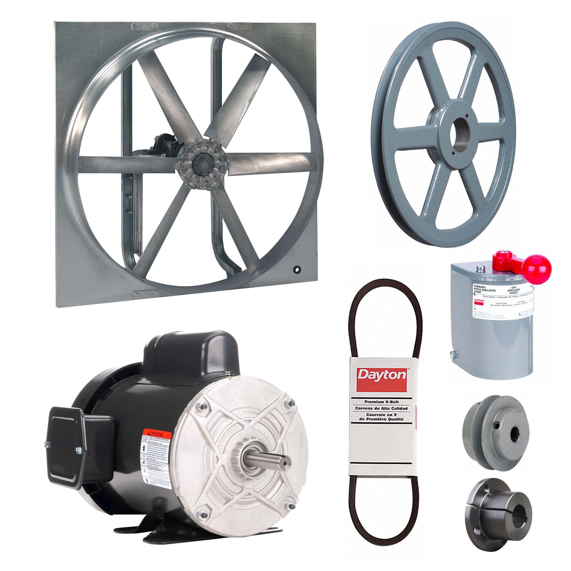 Exhaust/Supply Fan: Belt Drive, 48 in Blade, 3/4 hp, Totally Enclosed, 115/208-230V AC, 1 ph