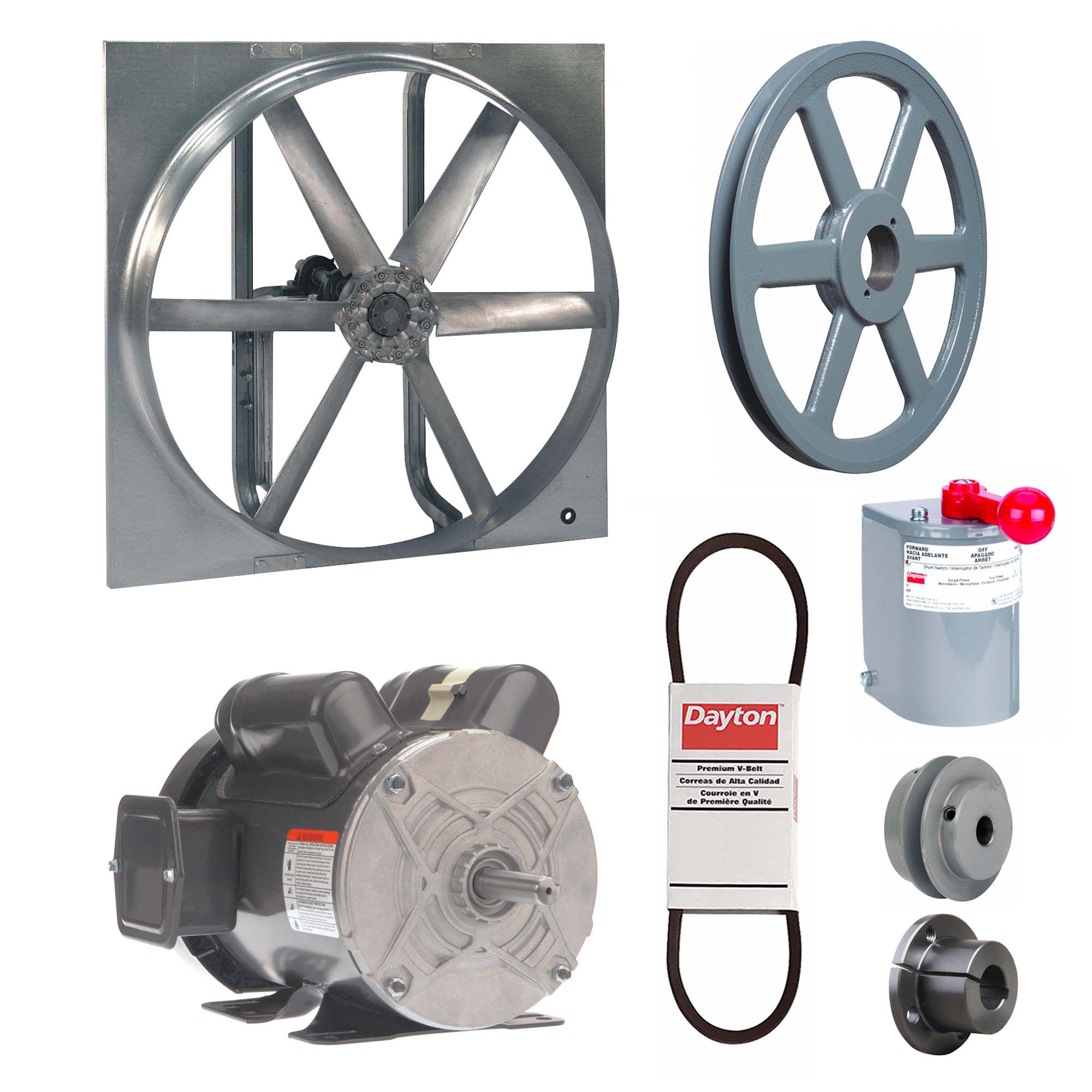 Exhaust/Supply Fan: Belt Drive, 48 in Blade, 1 hp, Totally Enclosed, 115/208-230V AC, 1 ph