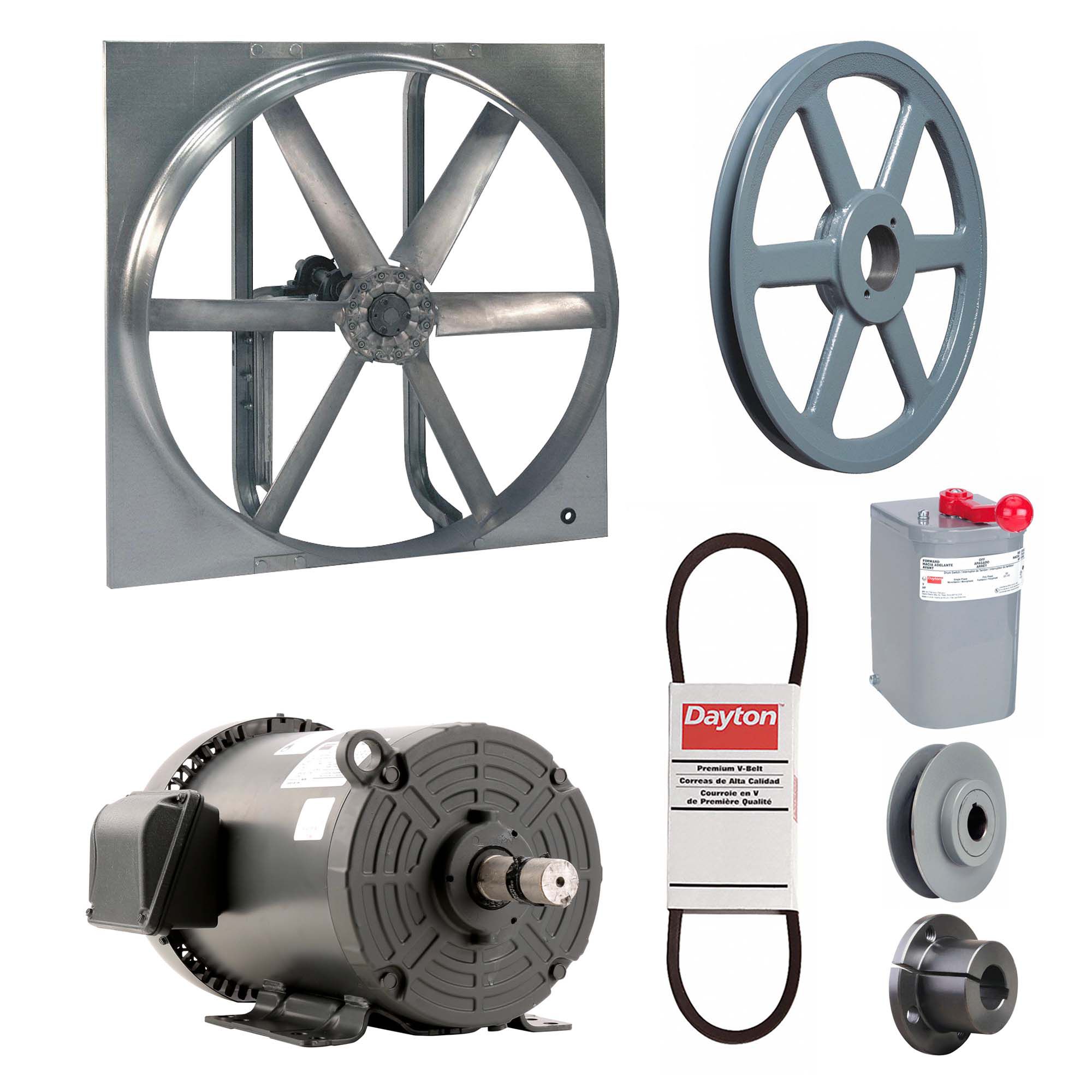 Exhaust/Supply Fan: Belt Drive, 48 in Blade, 5 hp, Totally Enclosed, 208-230/460V AC, 3 ph