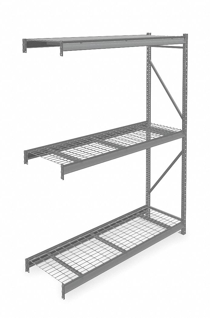 BULK STORAGE RACK, ADD-ON, HEAVY-DUTY, 72 IN X 24 IN X 96 IN, STEEL WIRE, 3 SHELVES